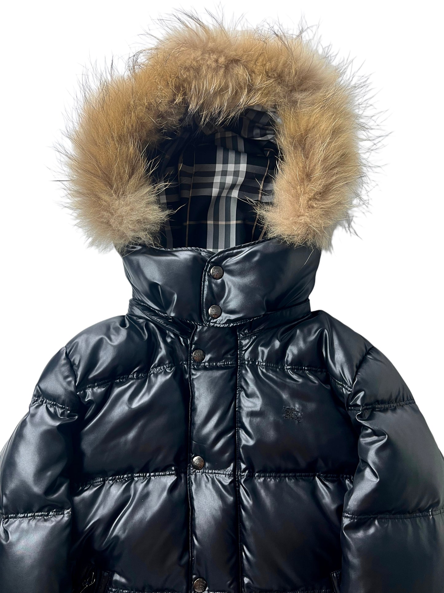 00’s BURBERRY made in Japan real fur down jacket (XS/S) - black