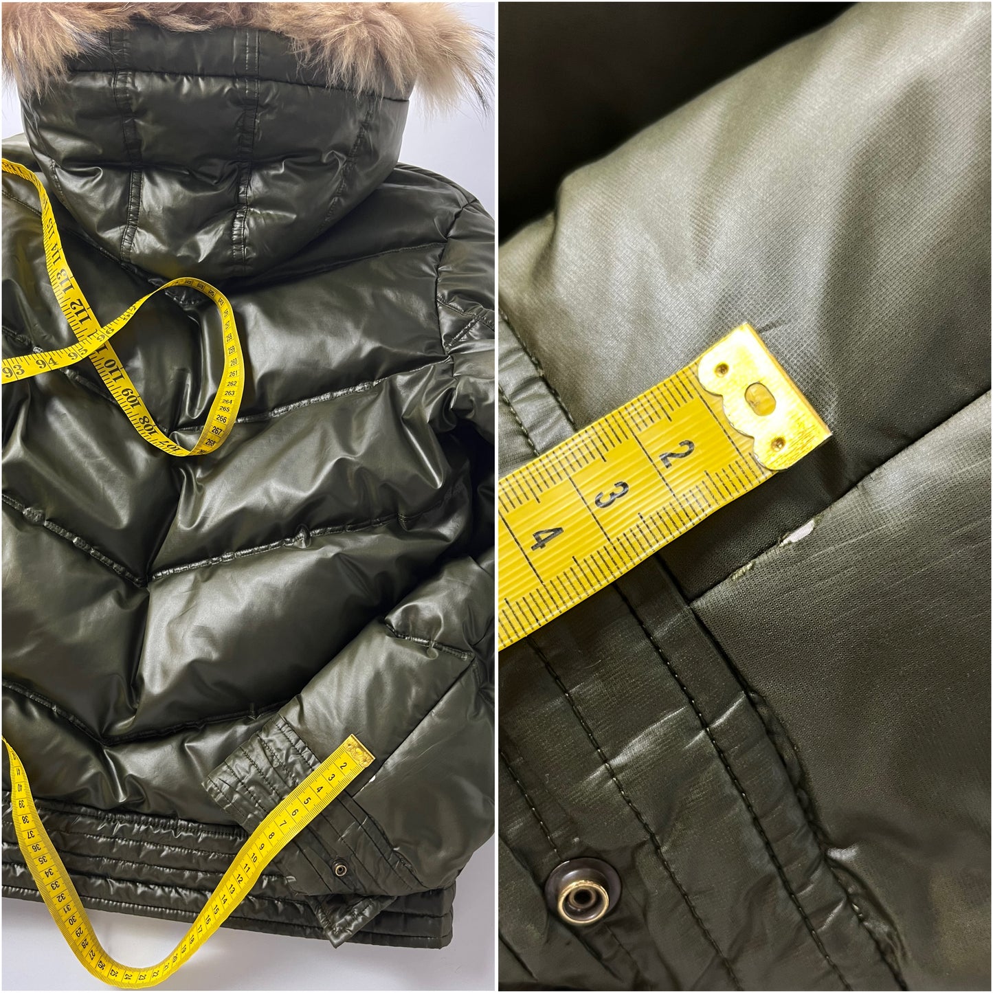 00’s BURBERRY made in Japan real fur down jacket (S/M) - dark green