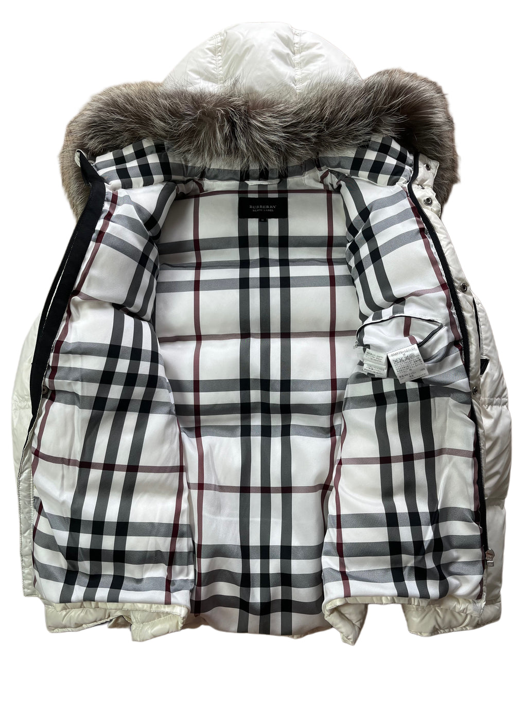 00’s BURBERRY made in Japan real fur down jacket (S/M) - white