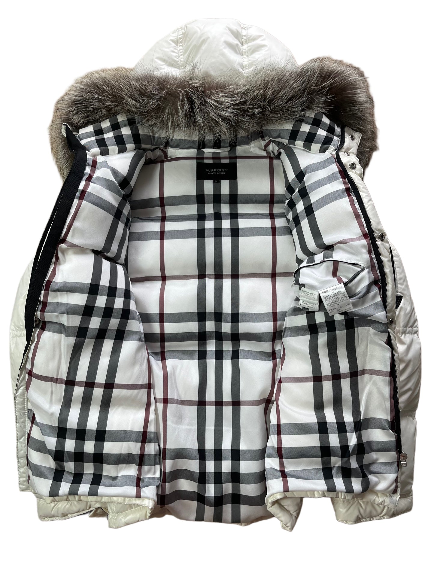 00’s BURBERRY made in Japan real fur down jacket (S/M) - white