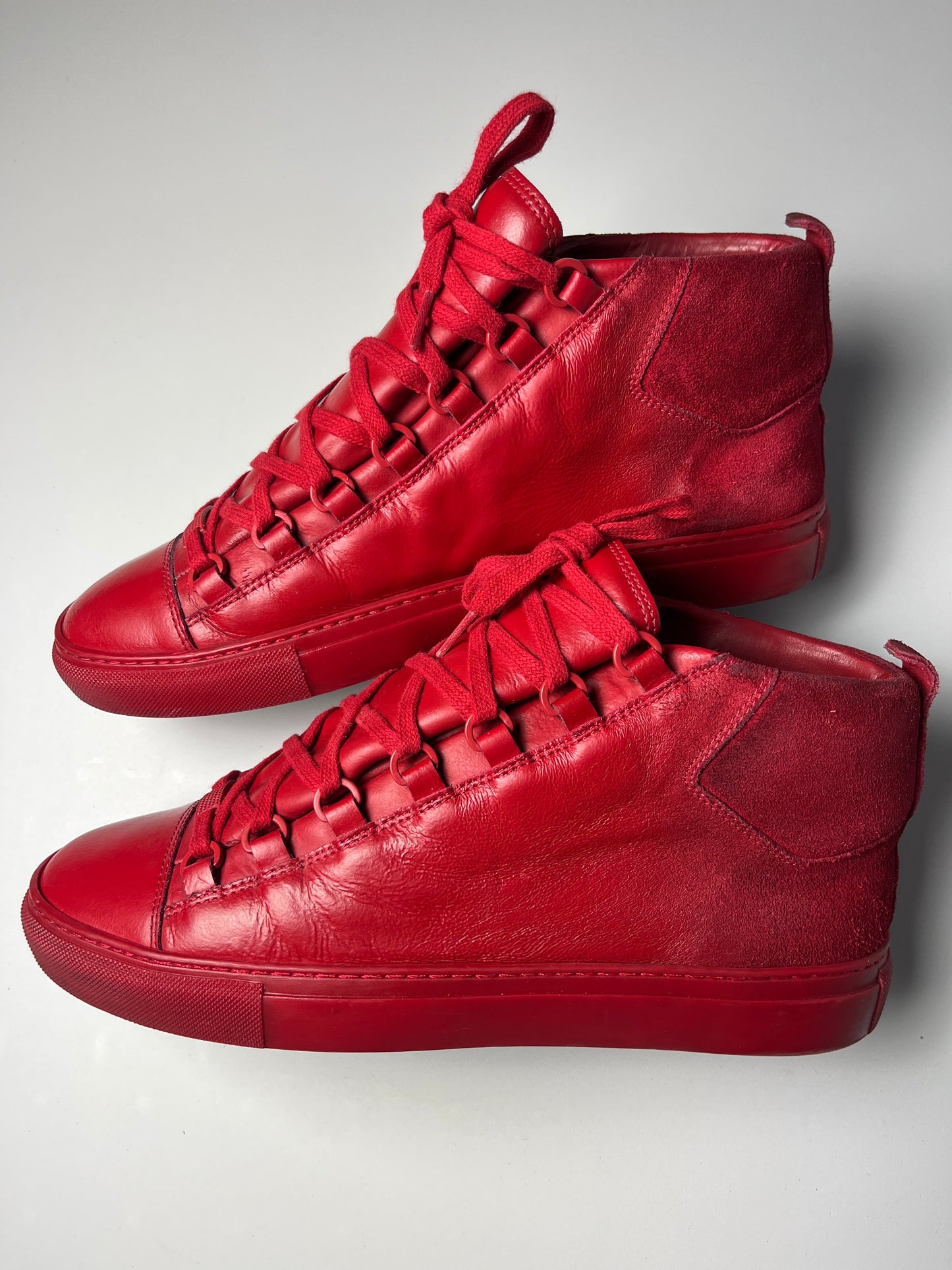 BALENCIAGA ARENA HIGH (red suede & leather)
