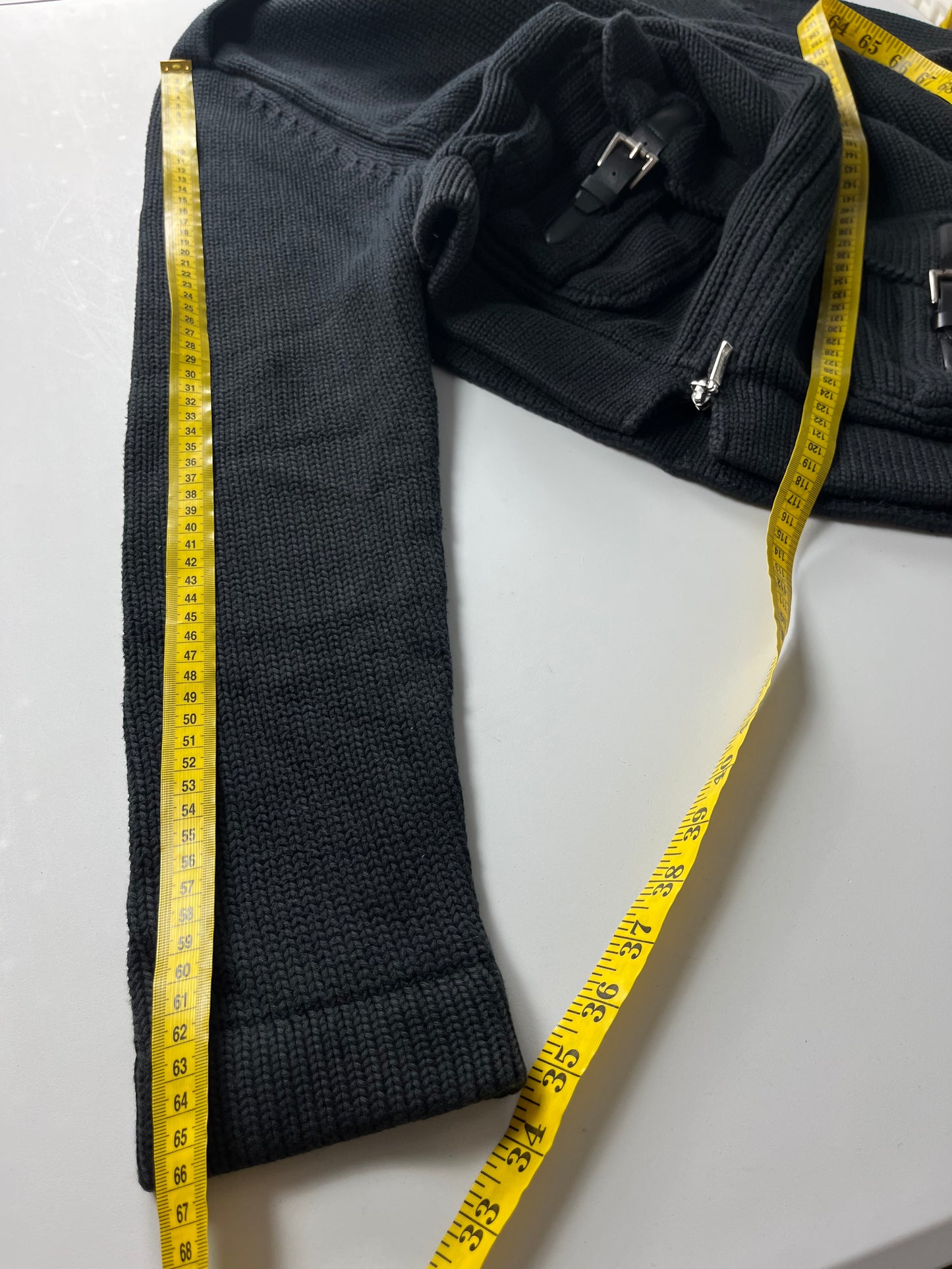 00’s BURBERRY military heavy cotton knit (M/L) - black