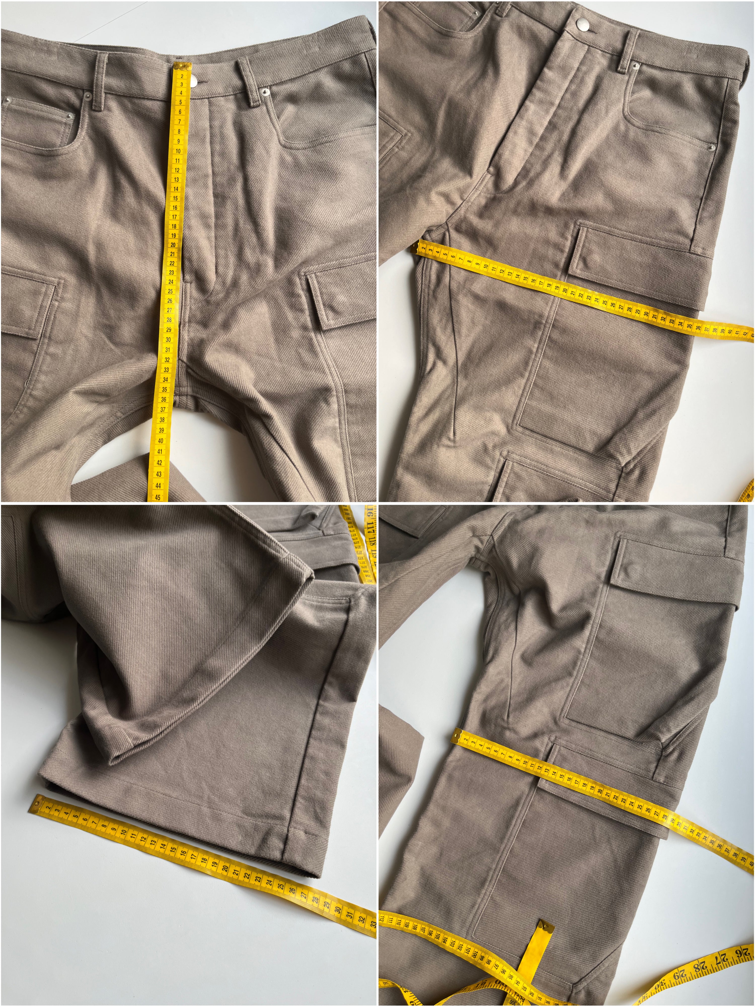 RICK OWENS CONCORDIANS DOUBLE CARGO JEANS -  W32 - grey