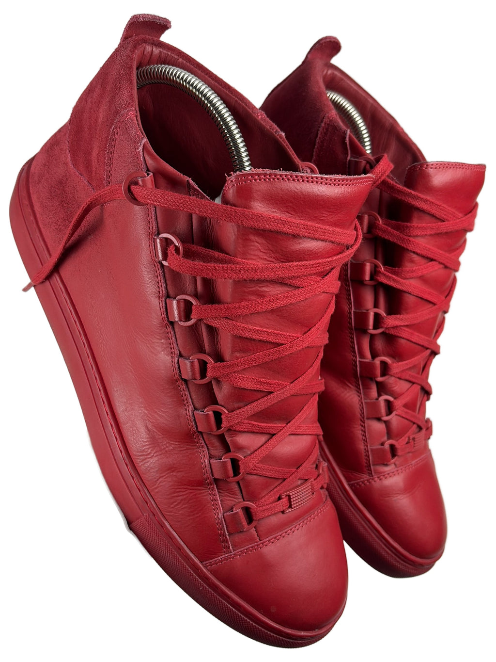 Balenciaga arena leather & suede high tops - eu 45 / us 12 / uk 11 - red
