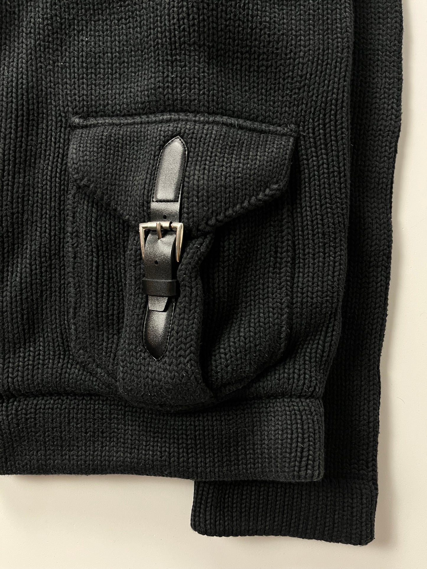 00’s BURBERRY military heavy cotton knit (M/L) - black