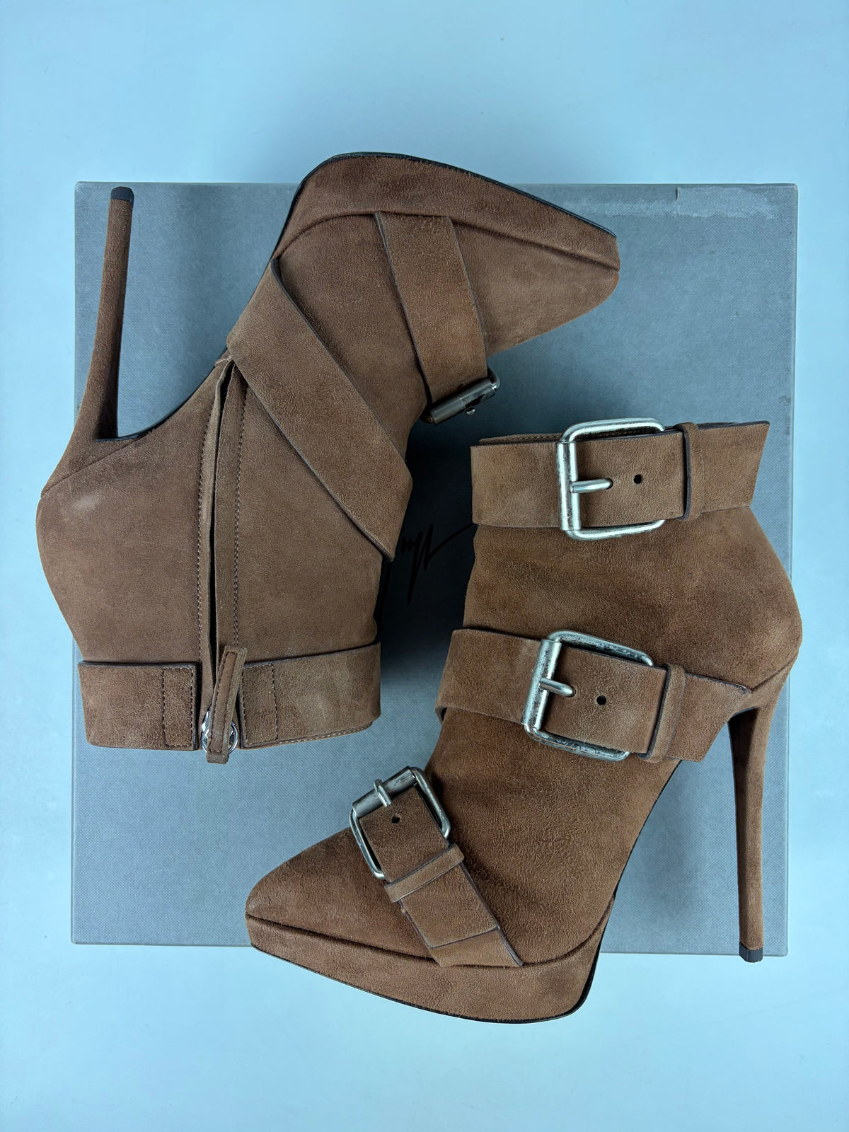 Giuseppe Zanotti ‘Emy’ suede ankle boots - eu 37.5 / us 7.5 / uk 4.5 - brown
