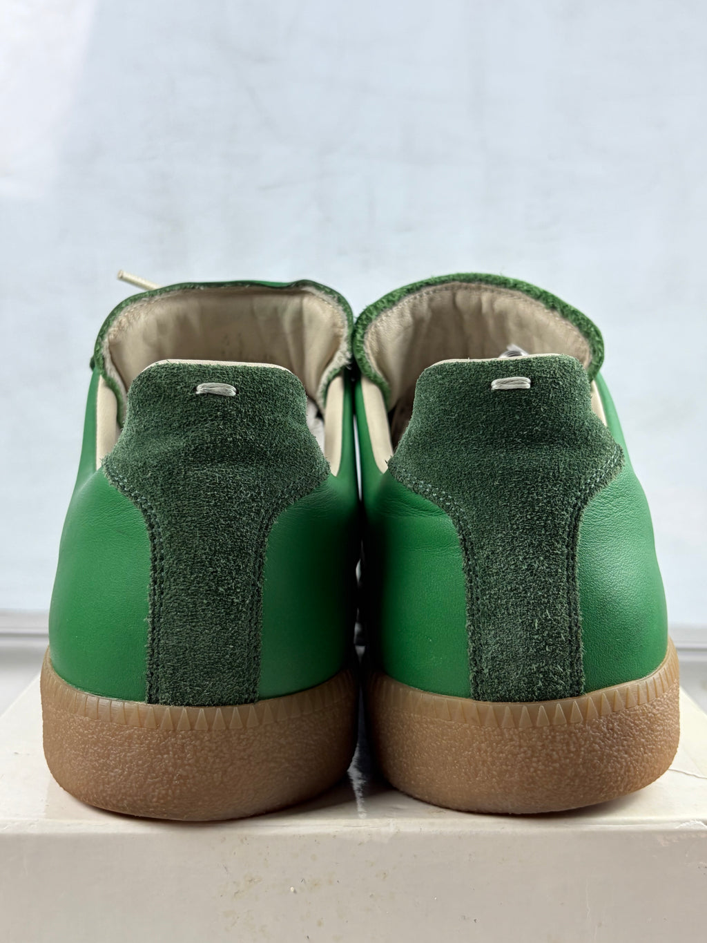 Maison Margiela low top suede & leather gats - eu 44 / us 11 - green