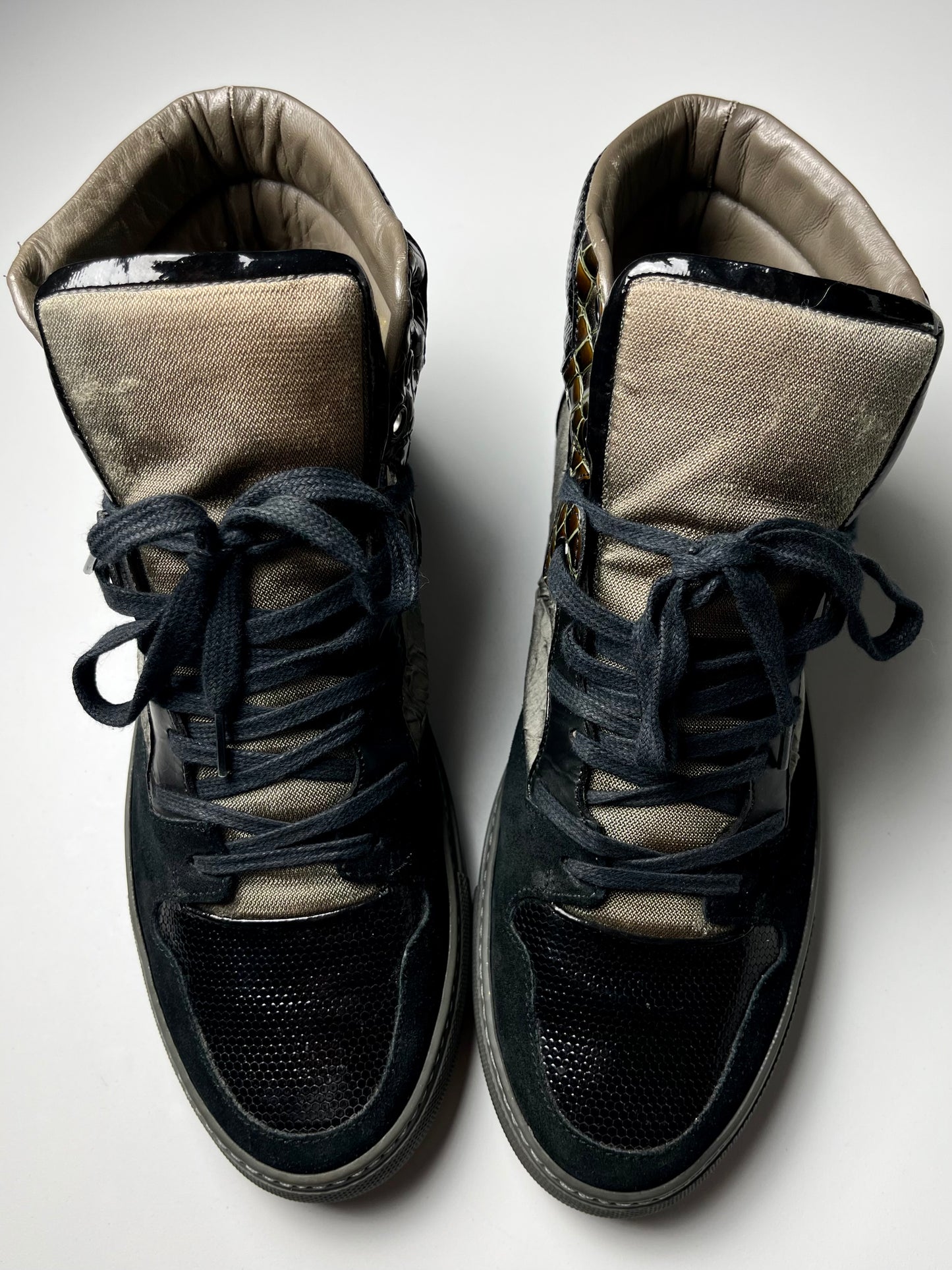 2010 Balenciaga Python skin high top sneakers - EU 41 - black/green