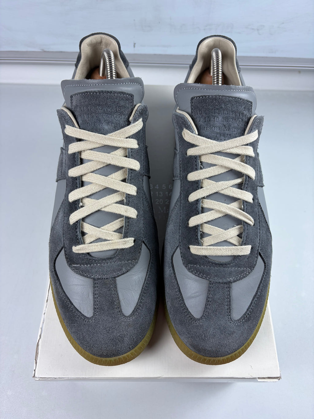 Maison Margiela low top suede & leather gats - eu 44 / us 11 - grey