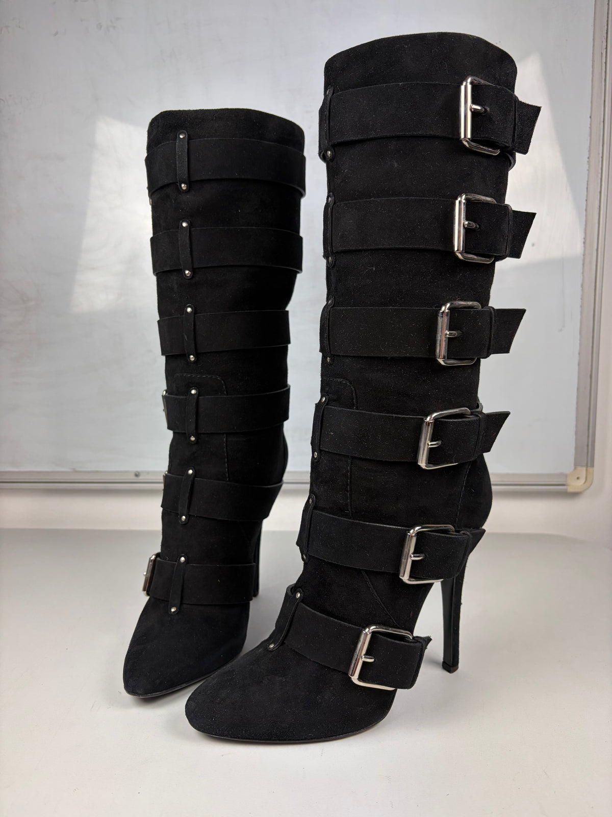 2009 BALMAIN X Giuseppe Zanotti Suede Multi-Buckle Boots - eu 40 / us 8 / uk 7