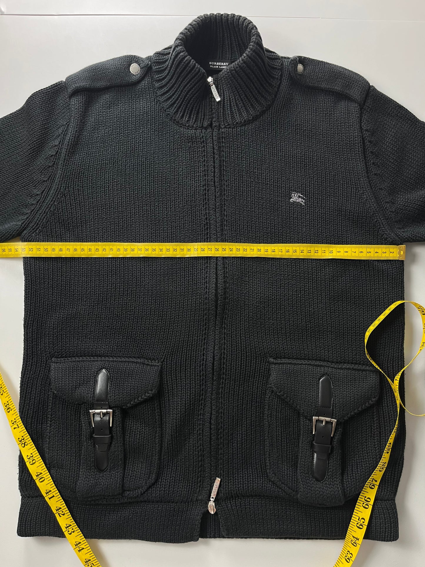 00’s BURBERRY military heavy cotton knit (M/L) - black