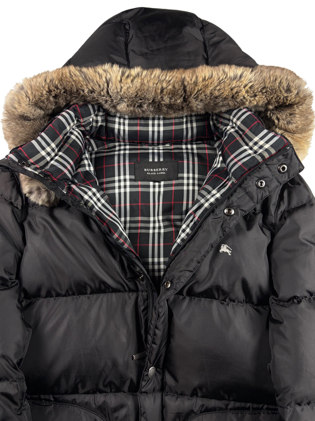 00’s BURBERRY Black Label real fur down jacket (M/L) - black