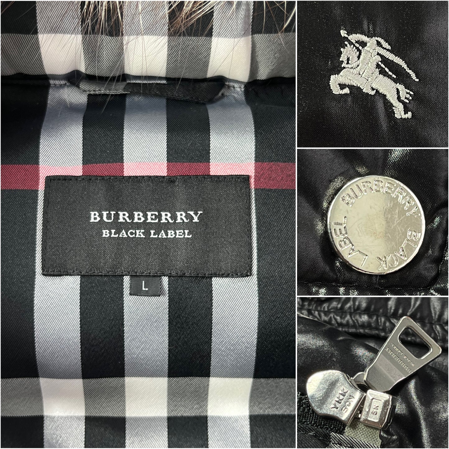 00’s BURBERRY made in Japan real fur down jacket (M/L) - black