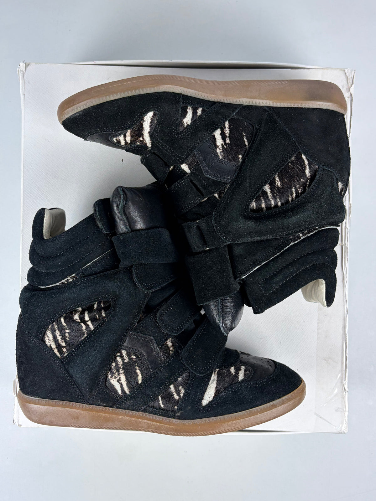 Isabel Marant Bekett ‘Zebra’ wedge sneakers - size - eu 37 / us 7 / uk 4