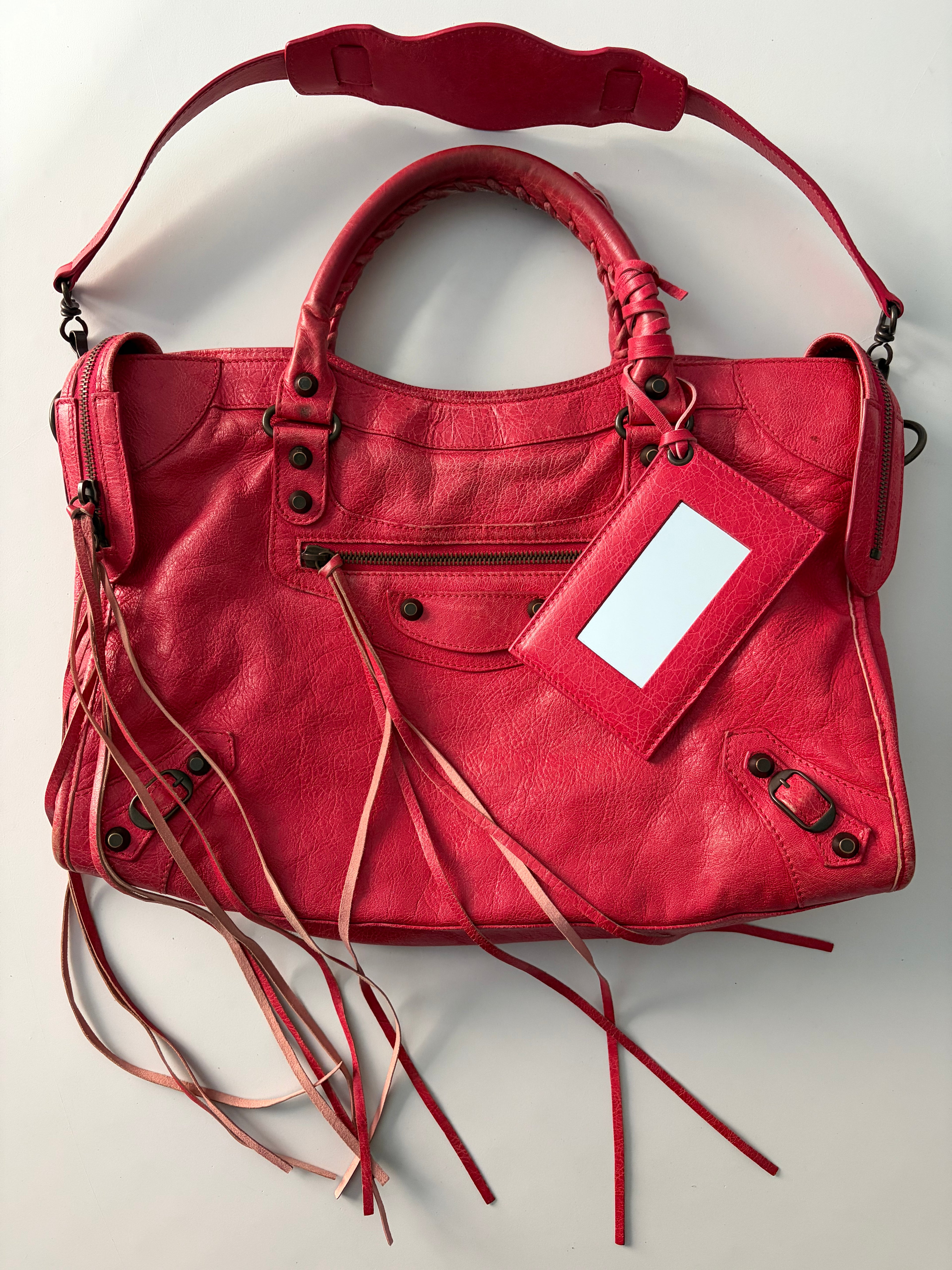 2012 BALENCIAGA
Rose Jaipur Lambskin Leather Motorcycle City Bag