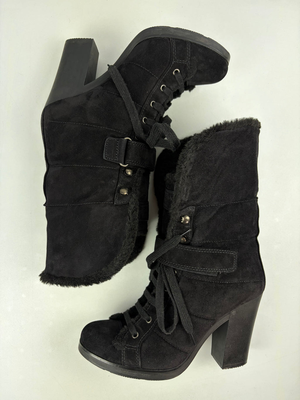 00’s PRADA suede & fur wedge boots - eu 40.5 / us 8 / uk 7
