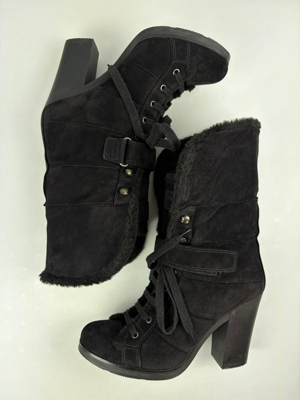 00’s PRADA suede & fur wedge boots - eu 40.5 / us 8 / uk 7