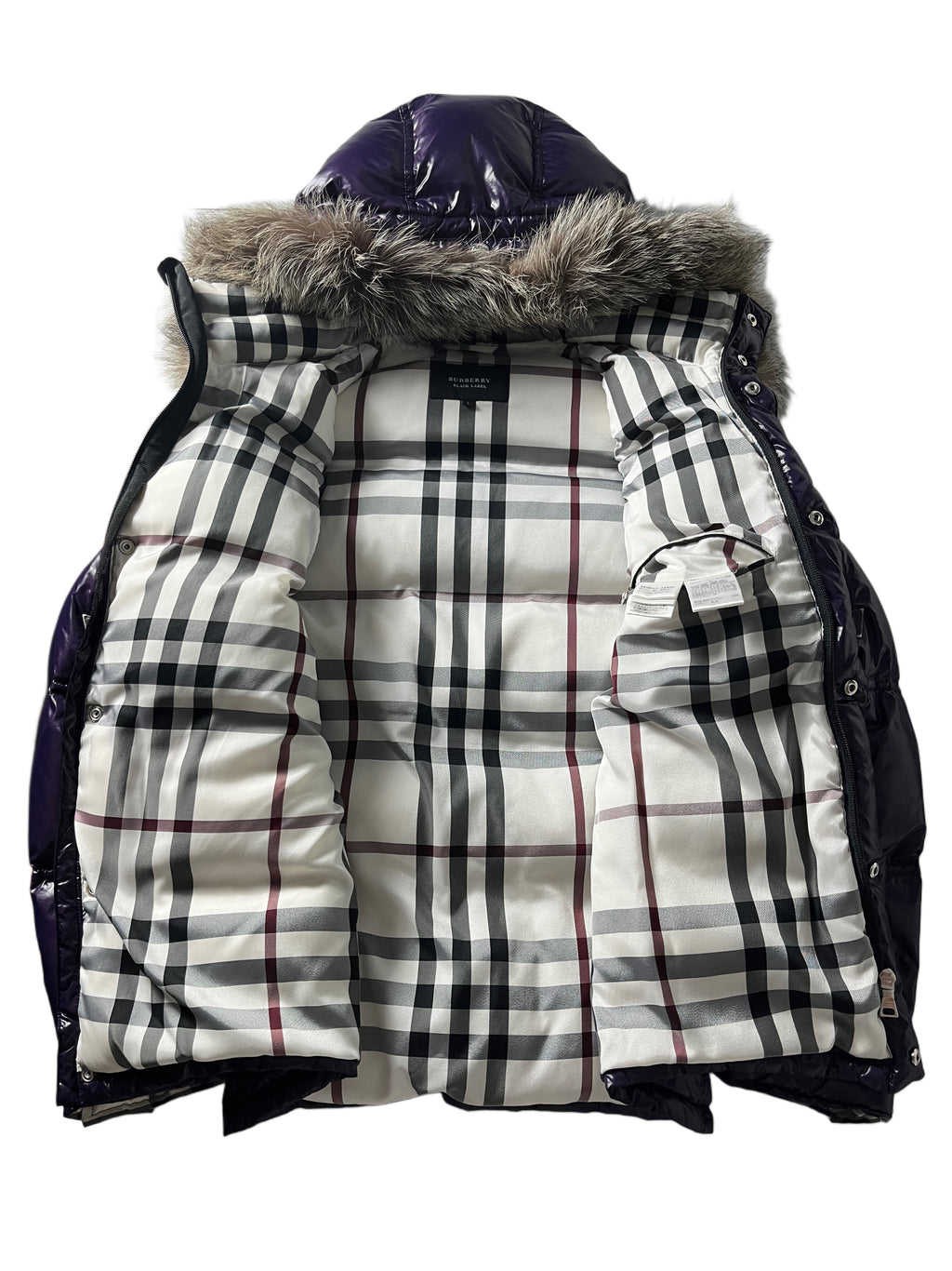 00’s BURBERRY made in Japan real fur down jacket (M/L) - purple