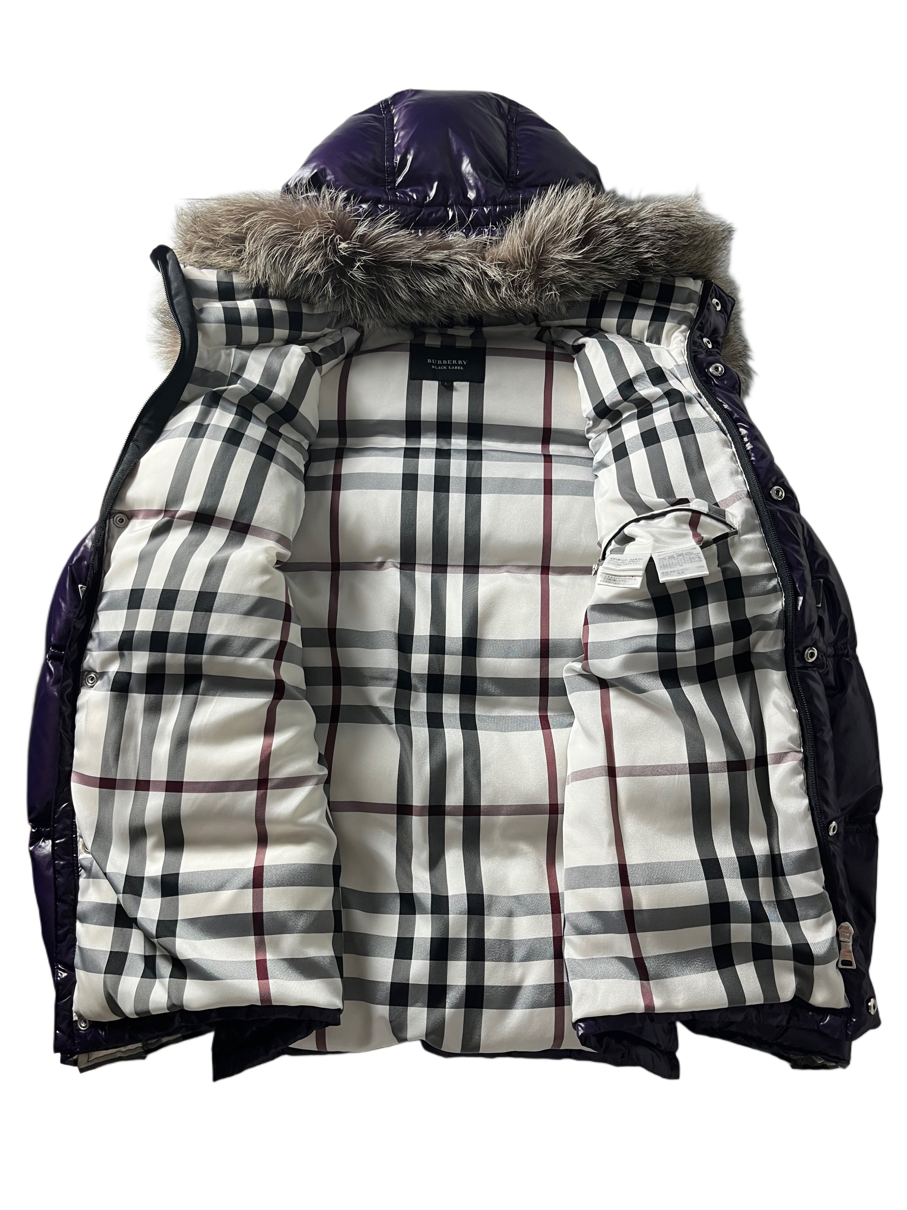 00’s BURBERRY made in Japan real fur down jacket (M/L) - purple