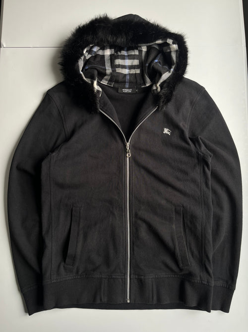 00’s BURBERRY made in Japan real rabbit fur zip up hoodie (L)