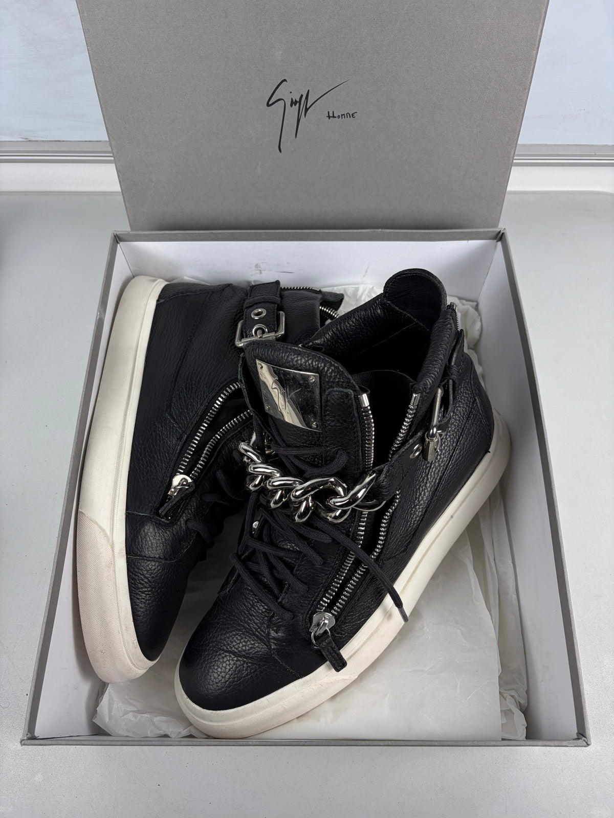 Giuseppe Zanotti 'London' chain high tops - eu 44 / us 11 / uk 10 - black