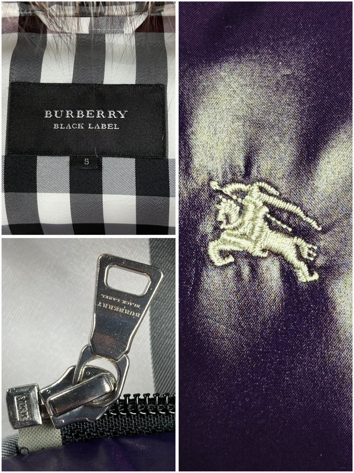 00’s BURBERRY Black Label real fur down jacket (XS/S) - purple