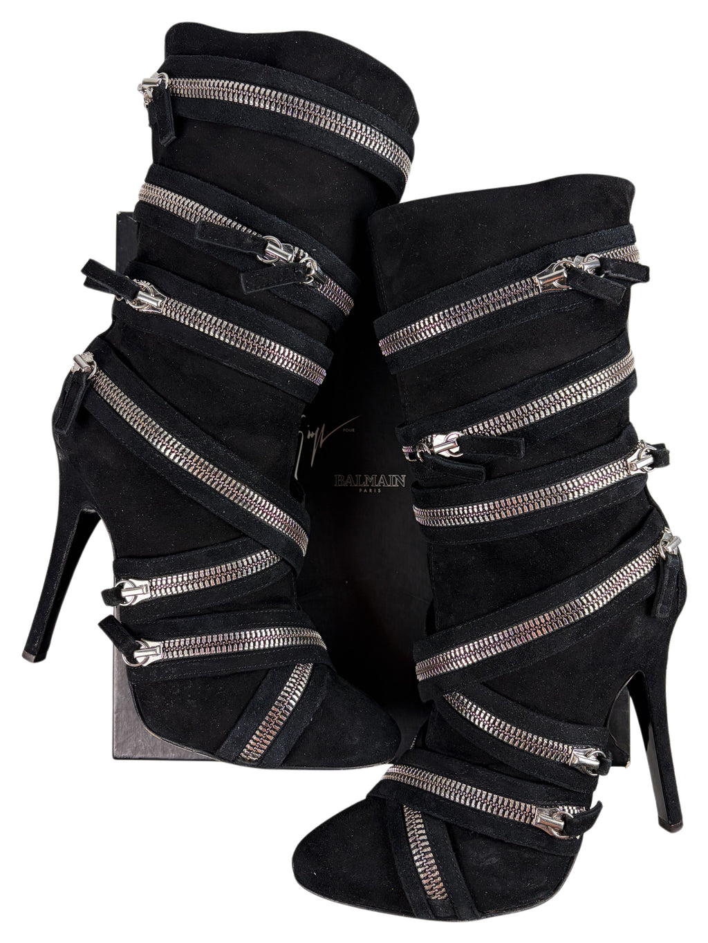 2009 BALMAIN x Giuseppe Zanotti suede zipper boots - eu 38.5 / us 8.5
