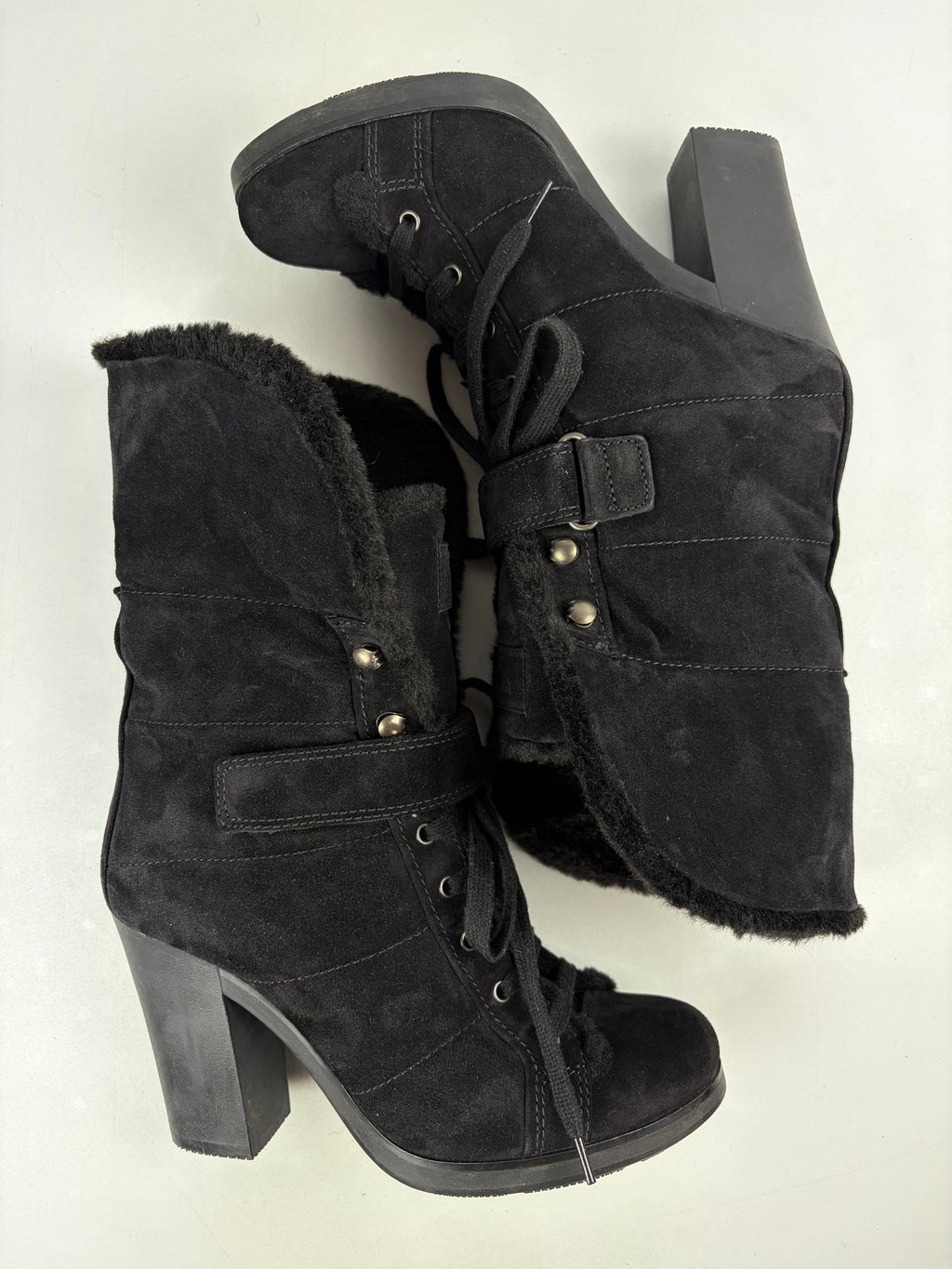 00’s PRADA suede & fur wedge boots - eu 40.5 / us 8 / uk 7