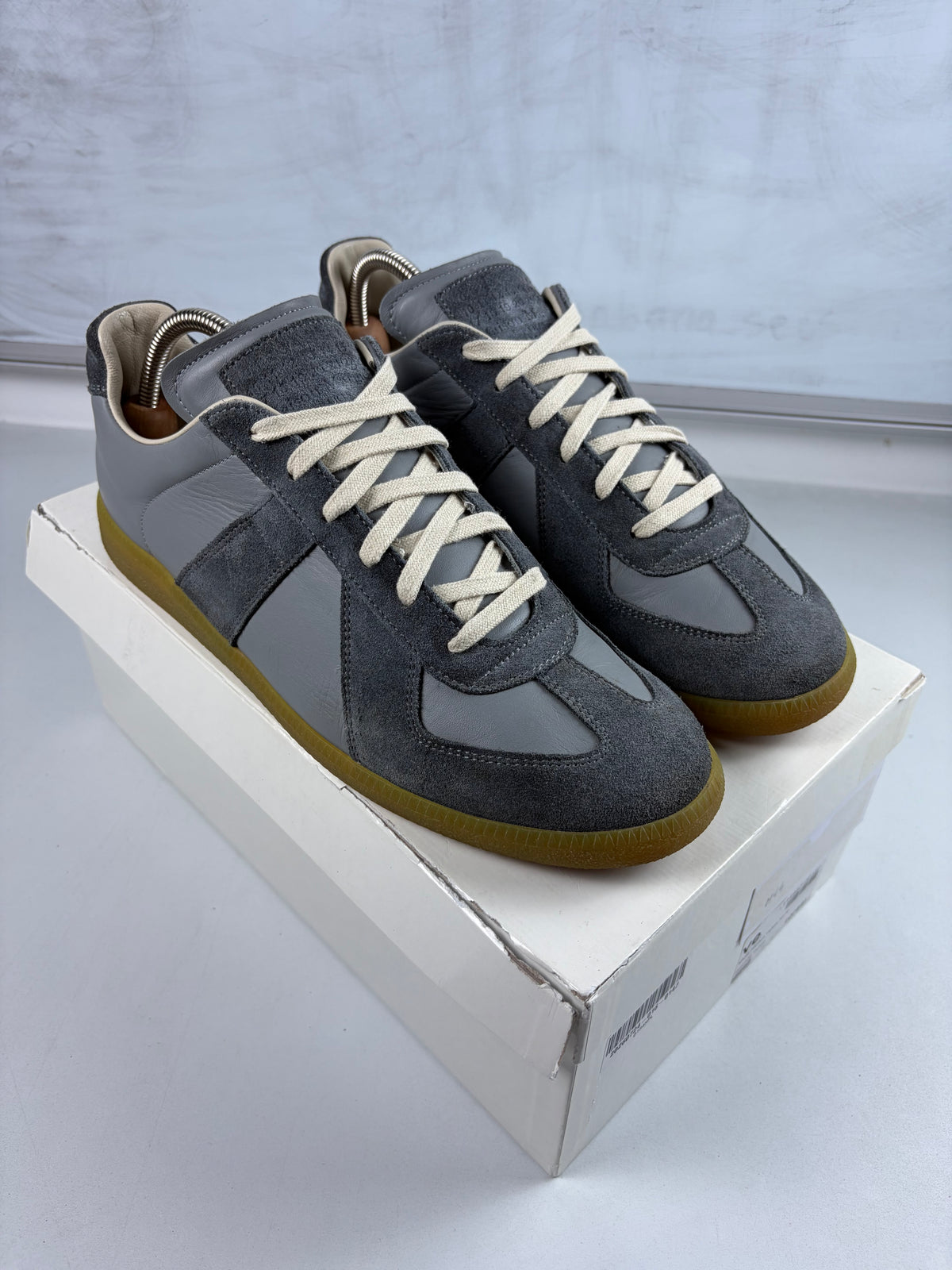 Maison Margiela low top suede & leather gats - eu 44 / us 11 - grey