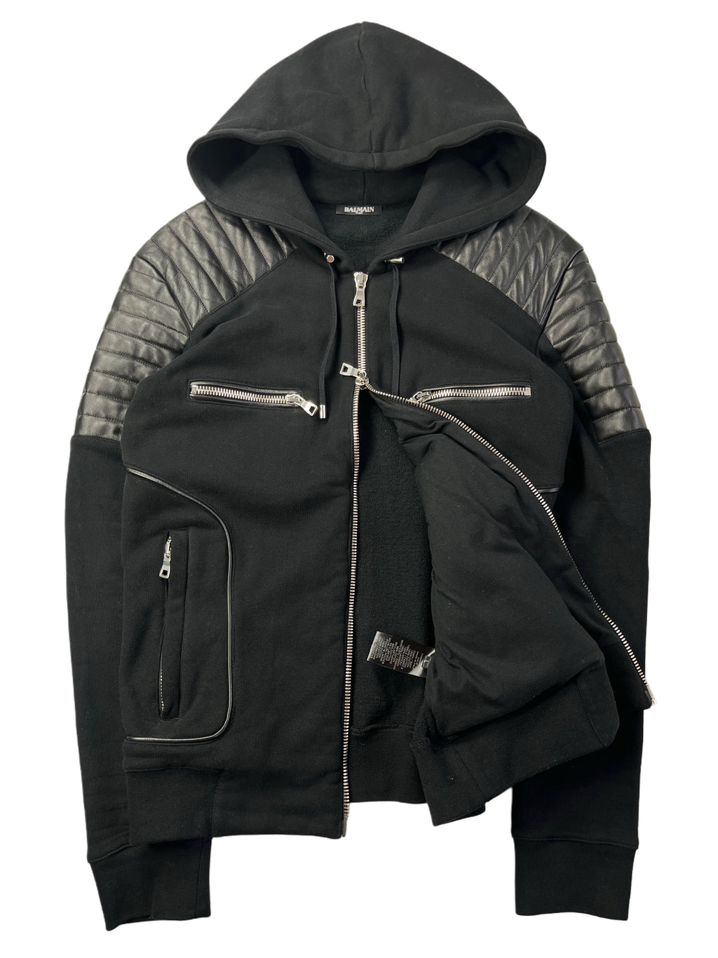 BALMAIN zip up hoodie - size L - black