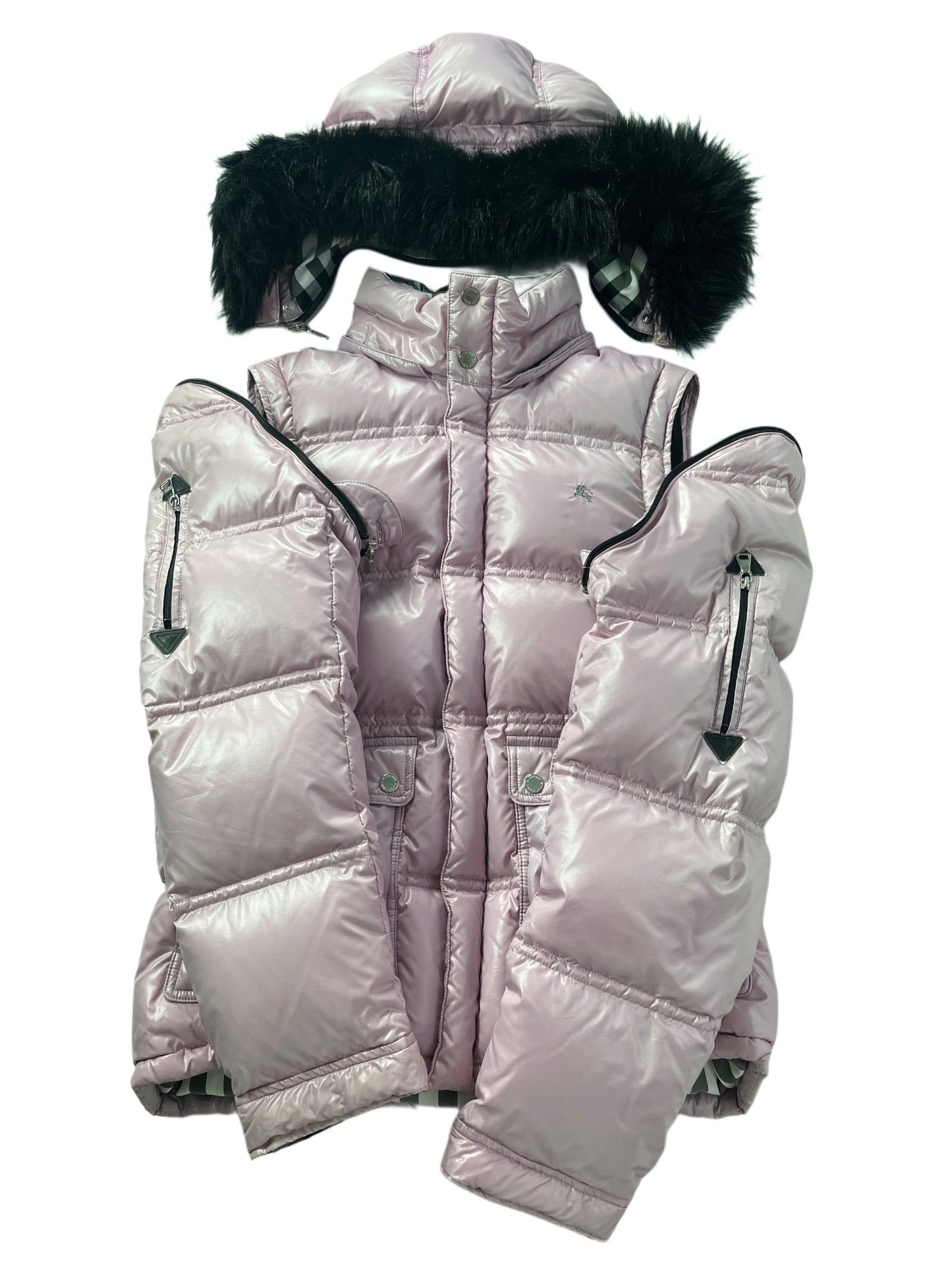00’s BURBERRY made in Japan real fur down jacket (M/L) - pink
