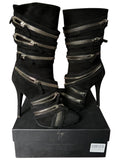 2009 BALMAIN x Giuseppe Zanotti suede high zipper boots - eu 39 / us 9 / uk 6 - black