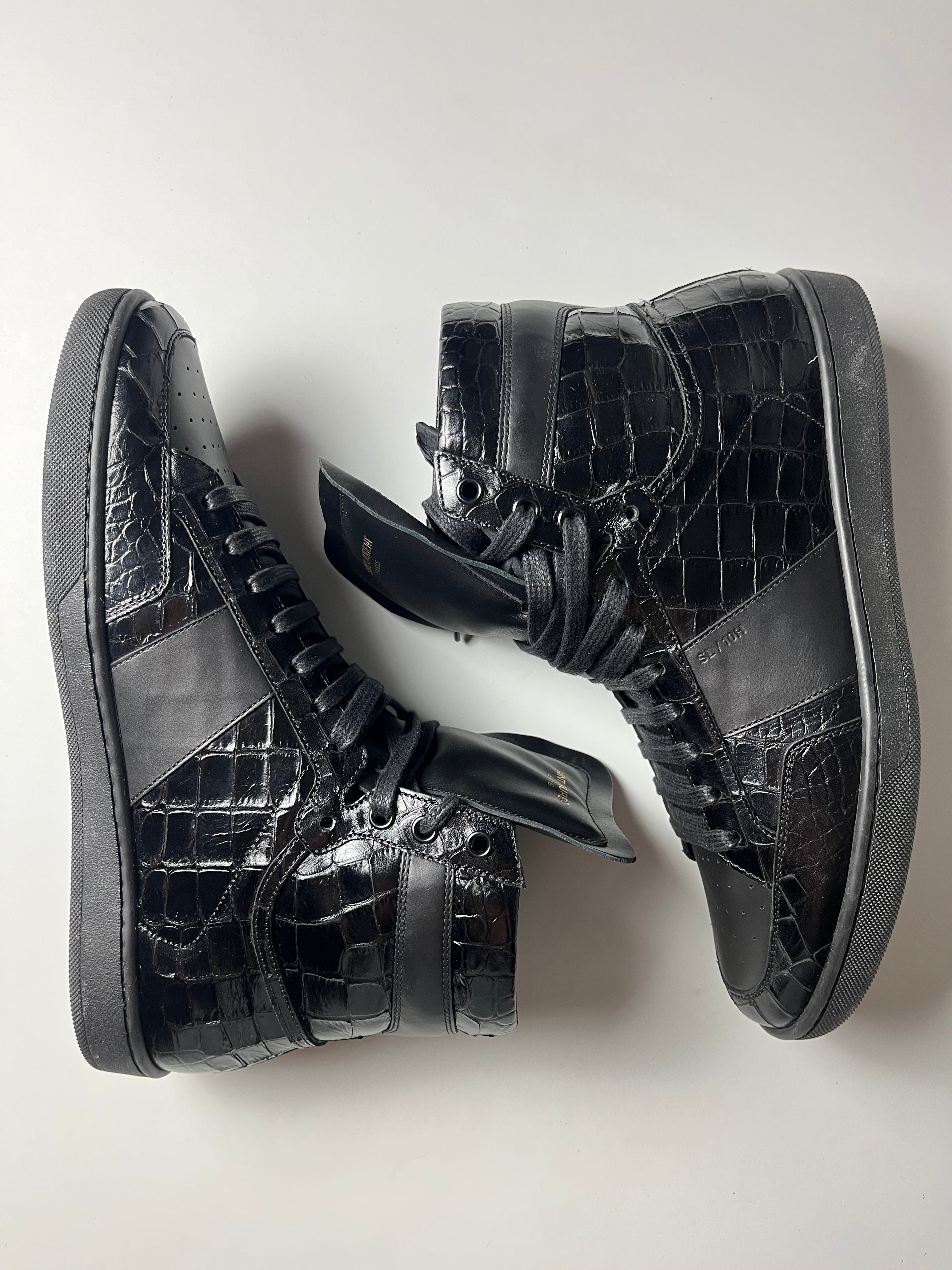 Saint Laurent embossed croc leather high tops - Eu 42 - black