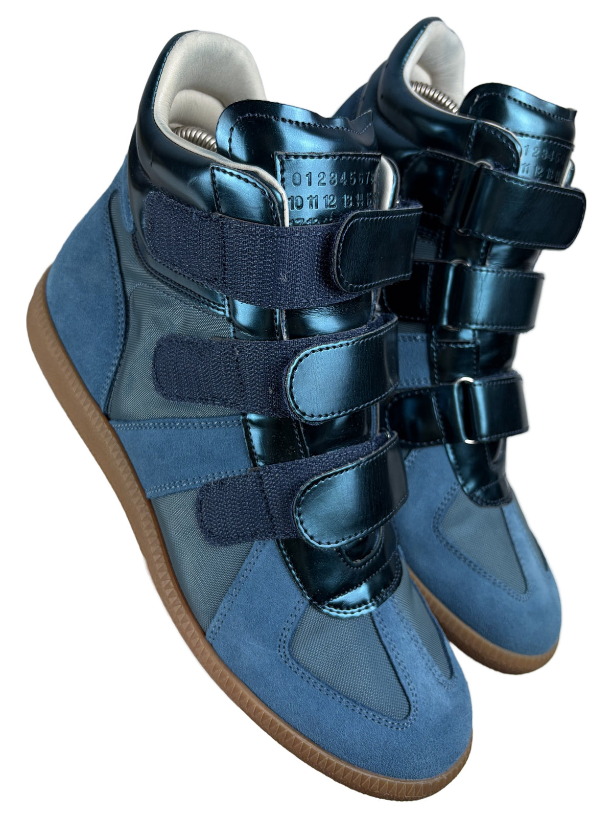 2014 Maison Margiela Replica metallic velcro high tops - eu 40 / us 7 / uk 6 - blue