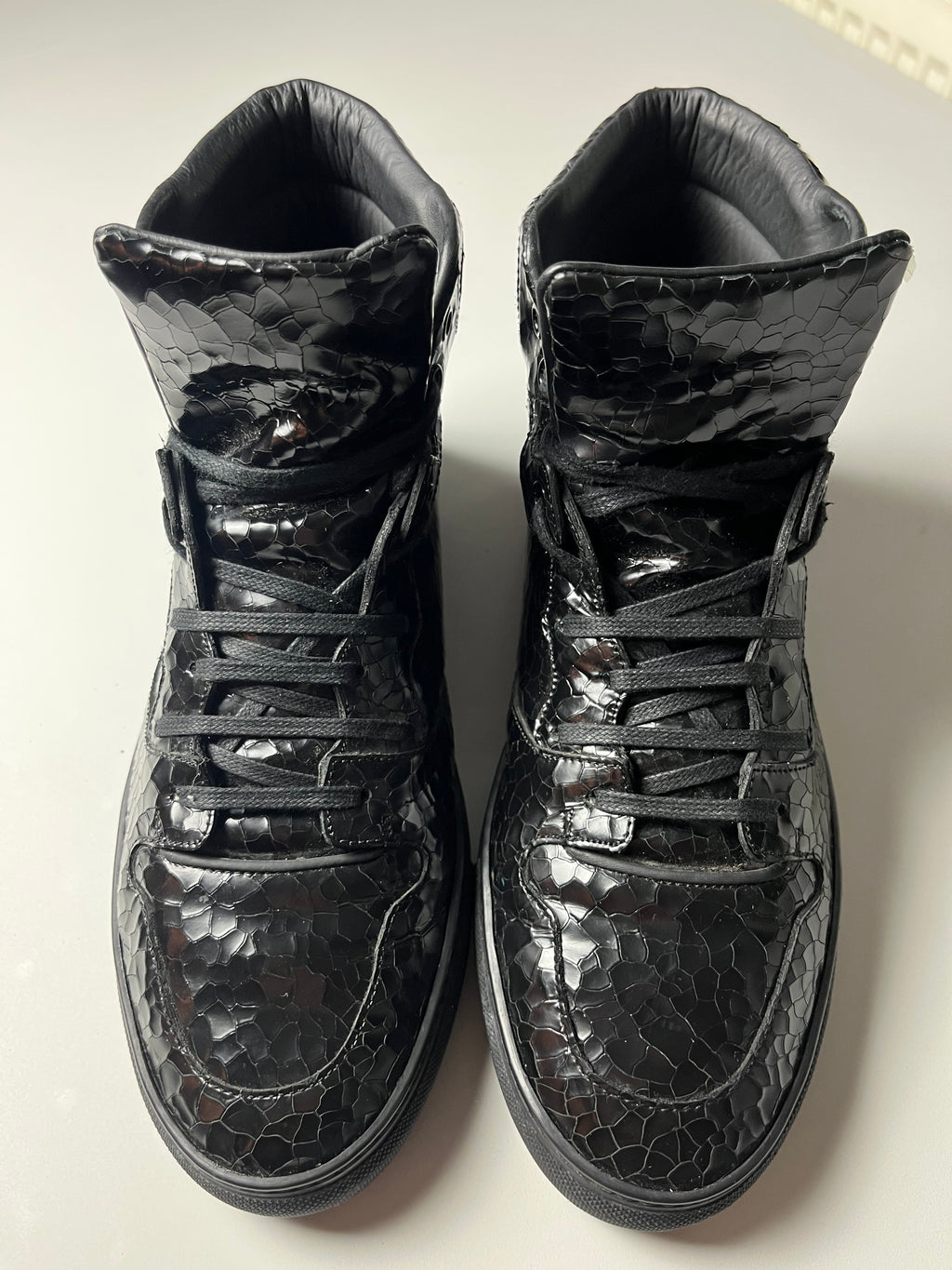 Balenciaga embossed croc leather high tops - Eu 41 - black