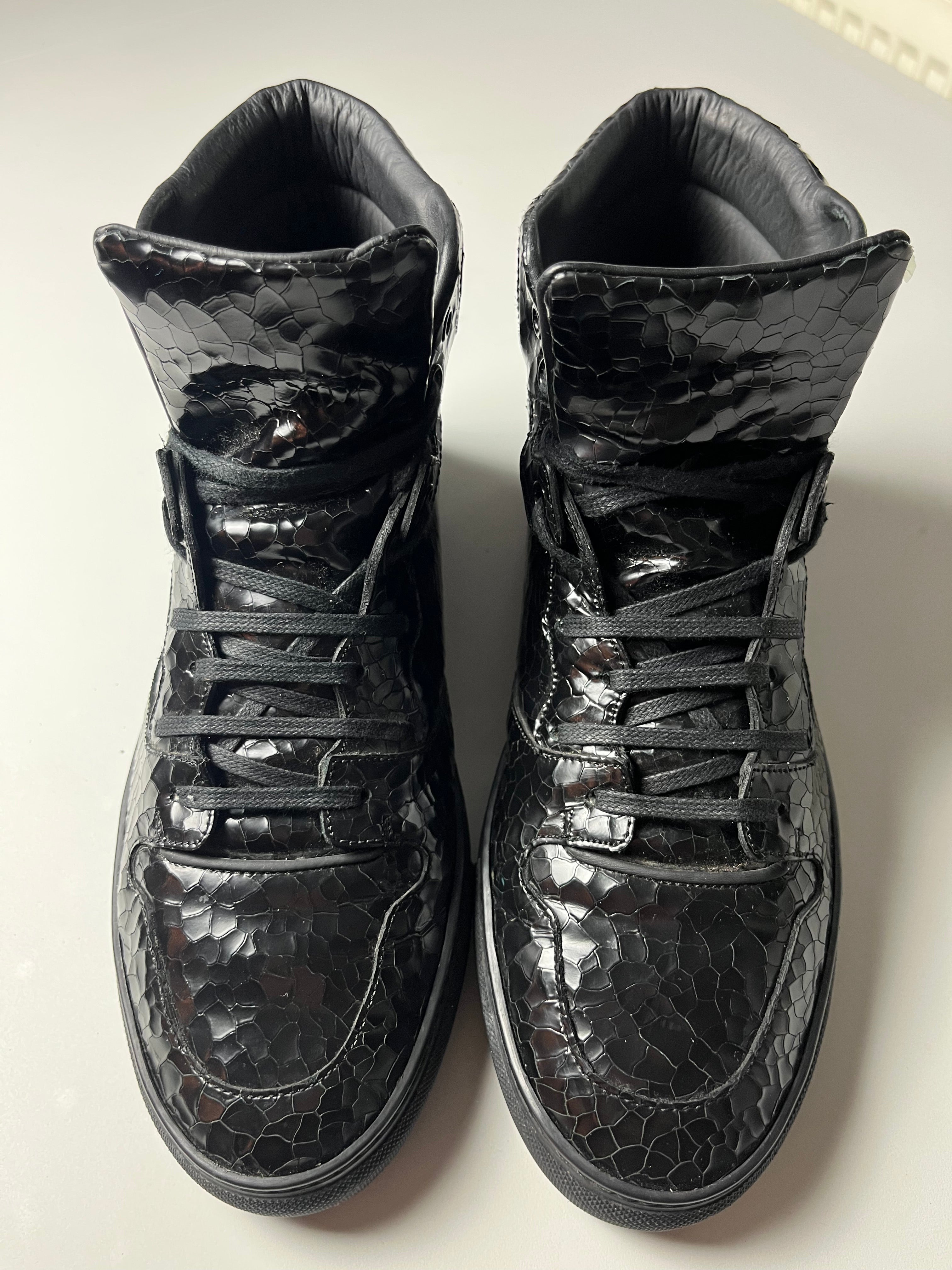 Balenciaga embossed croc leather high tops - Eu 41 - black