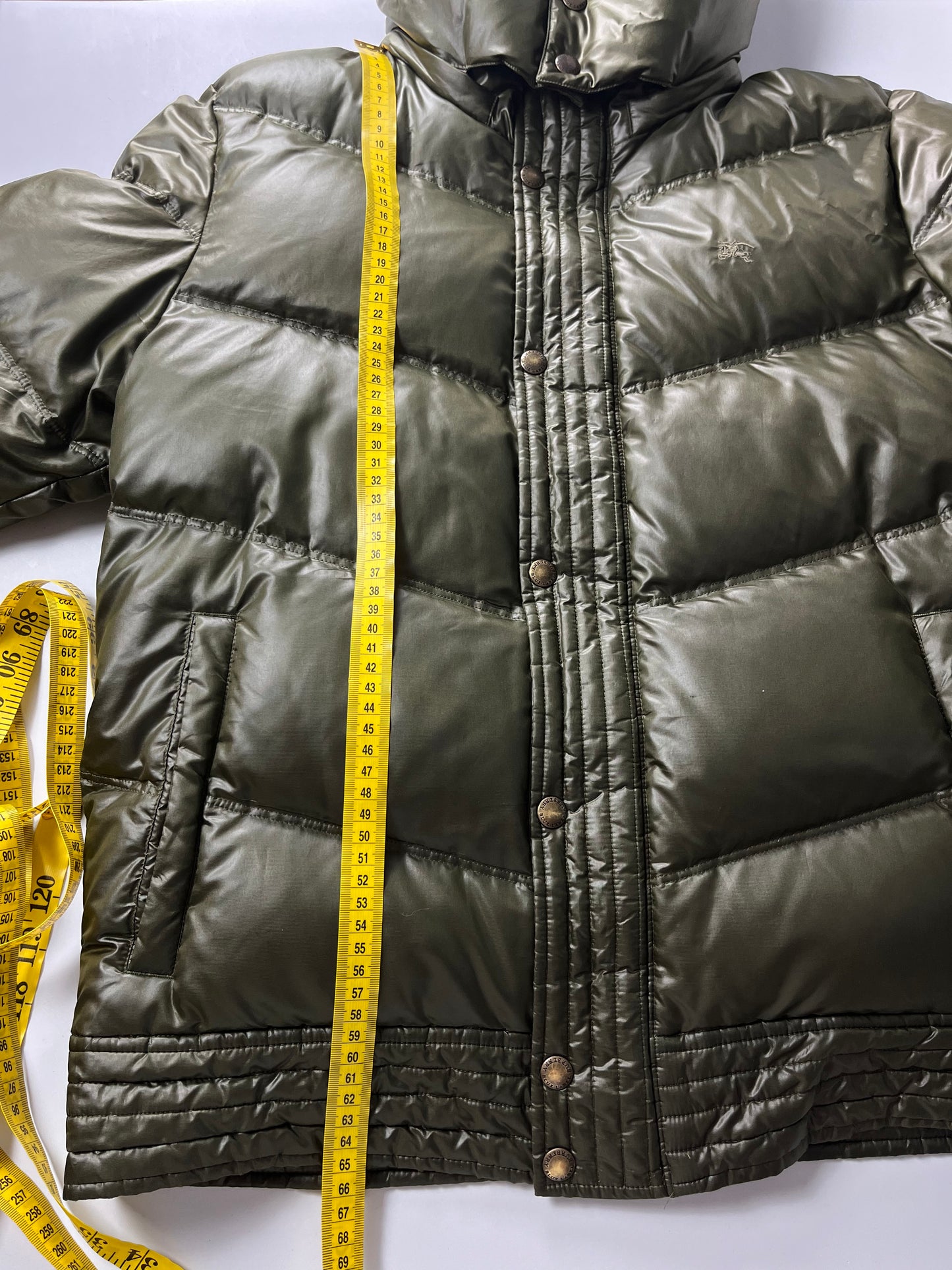 00’s BURBERRY made in Japan real fur down jacket (S/M) - dark green