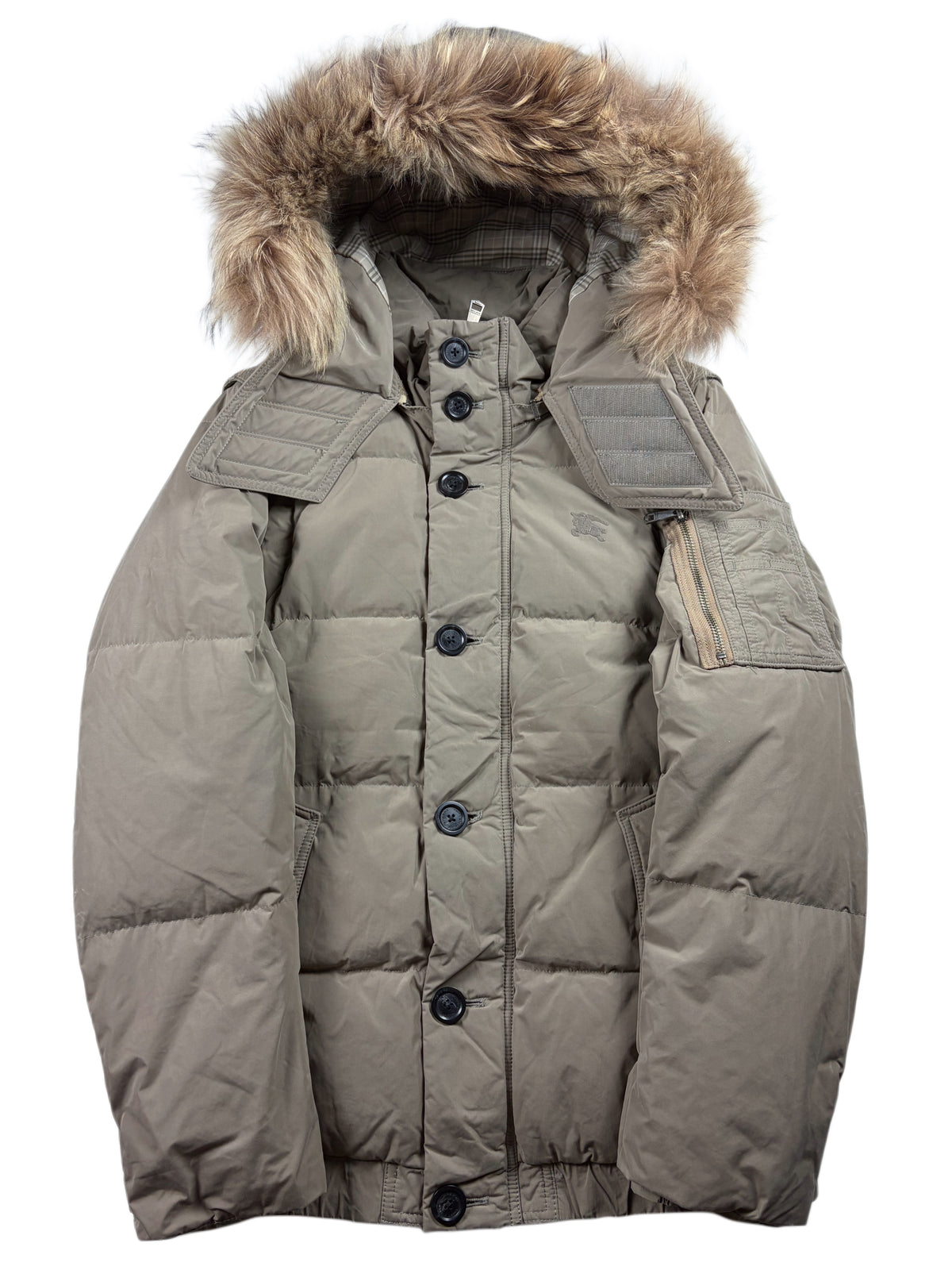 00’s BURBERRY Black Label real fur down jacket (M/L) - light brown