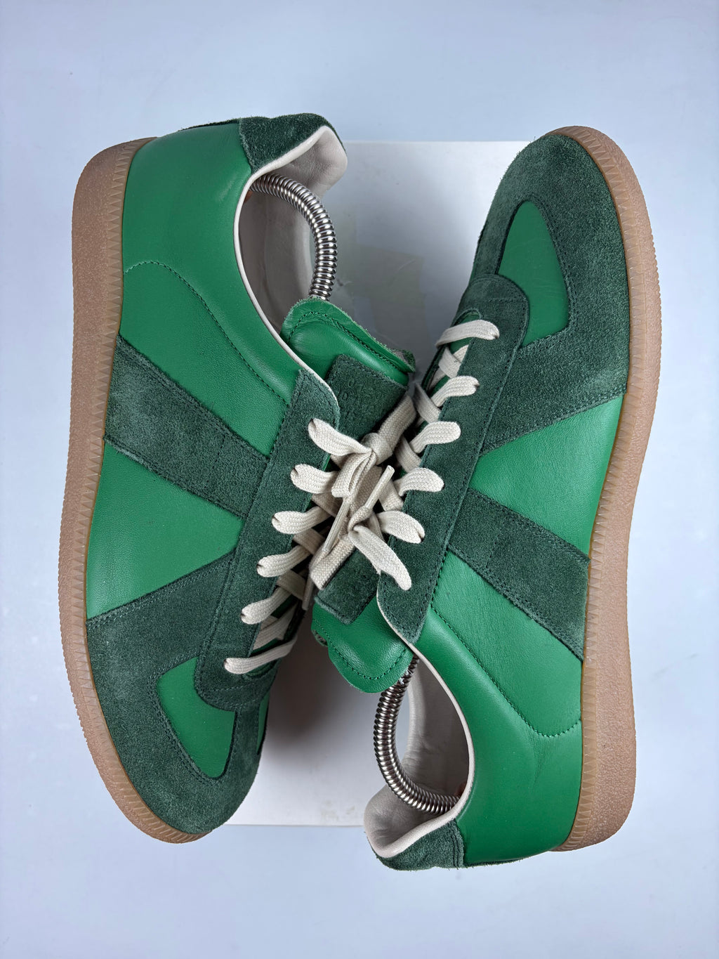 Maison Margiela low top suede & leather gats - eu 44 / us 11 - green