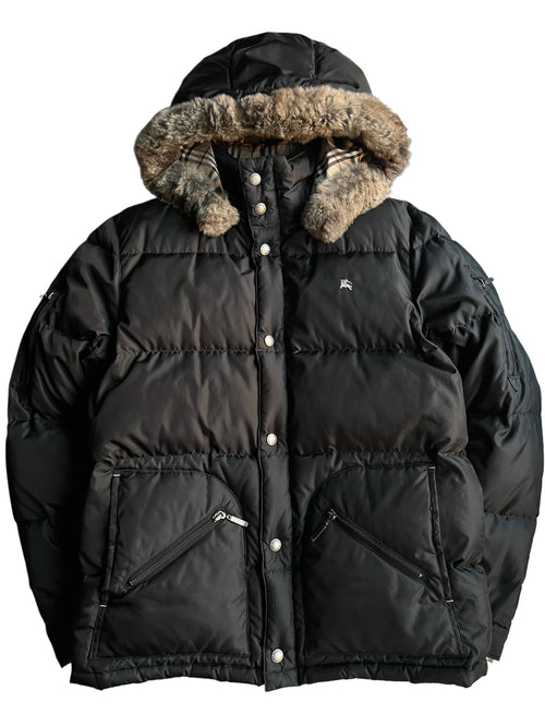 00’s BURBERRY made in Japan real fur down jacket (M) - black