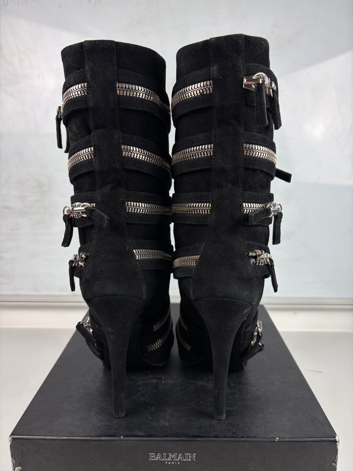 2009 BALMAIN x Giuseppe Zanotti suede zipper boots - eu 38.5 / us 8.5