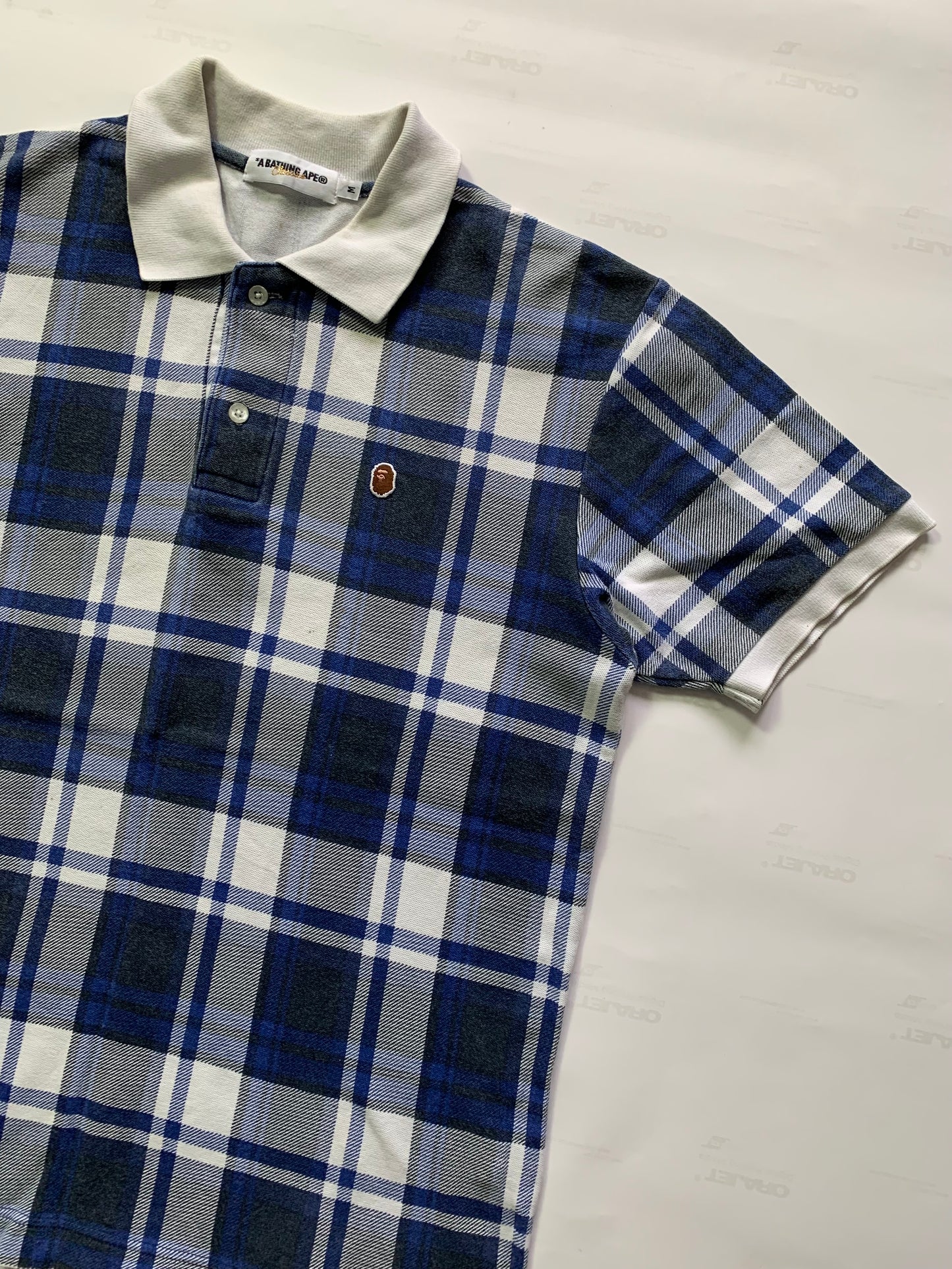Vintage 2007 BAPE plaid polo T-shirt (M)