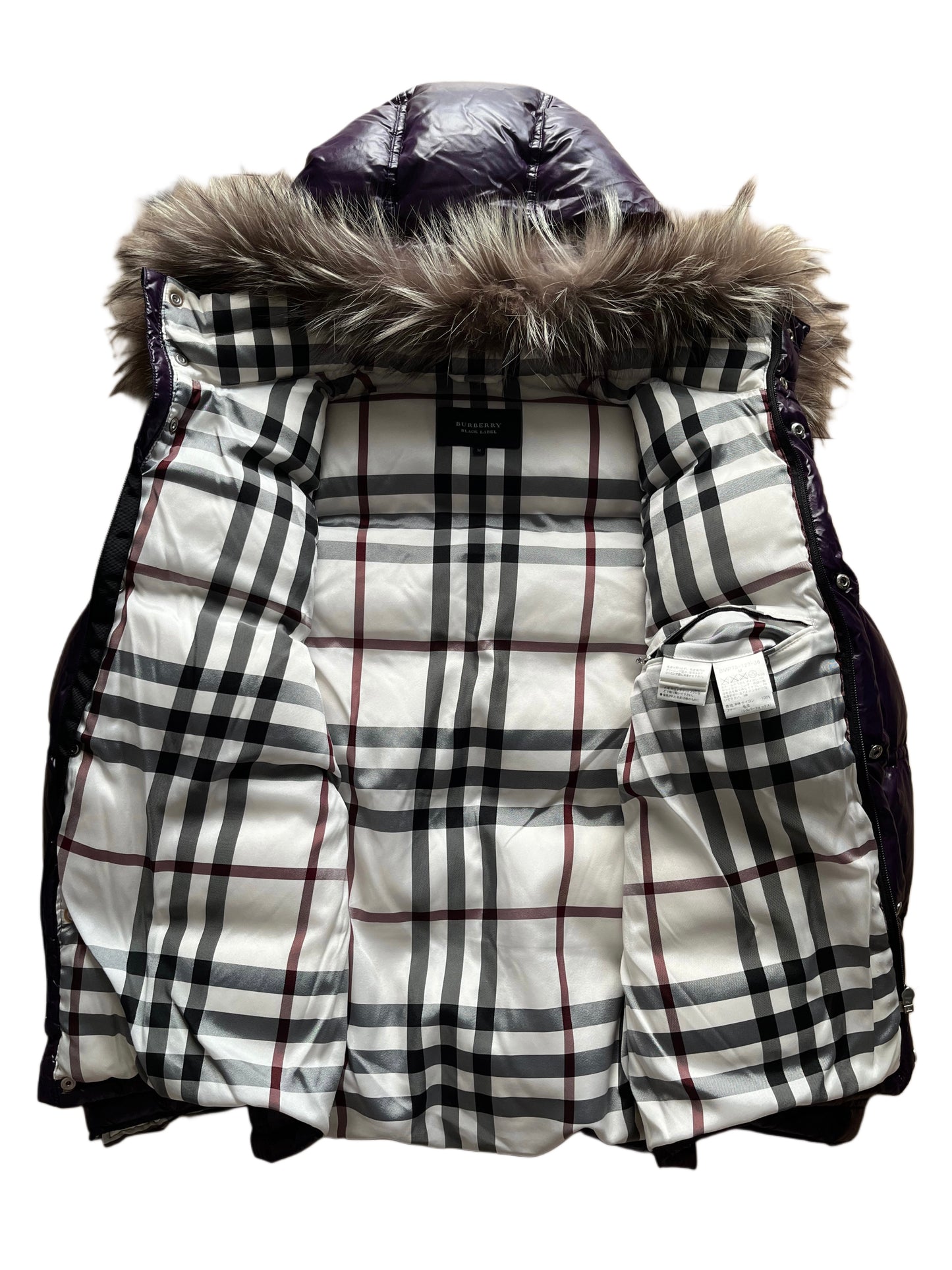00’s BURBERRY made in Japan real fur down jacket (S/M) - purple
