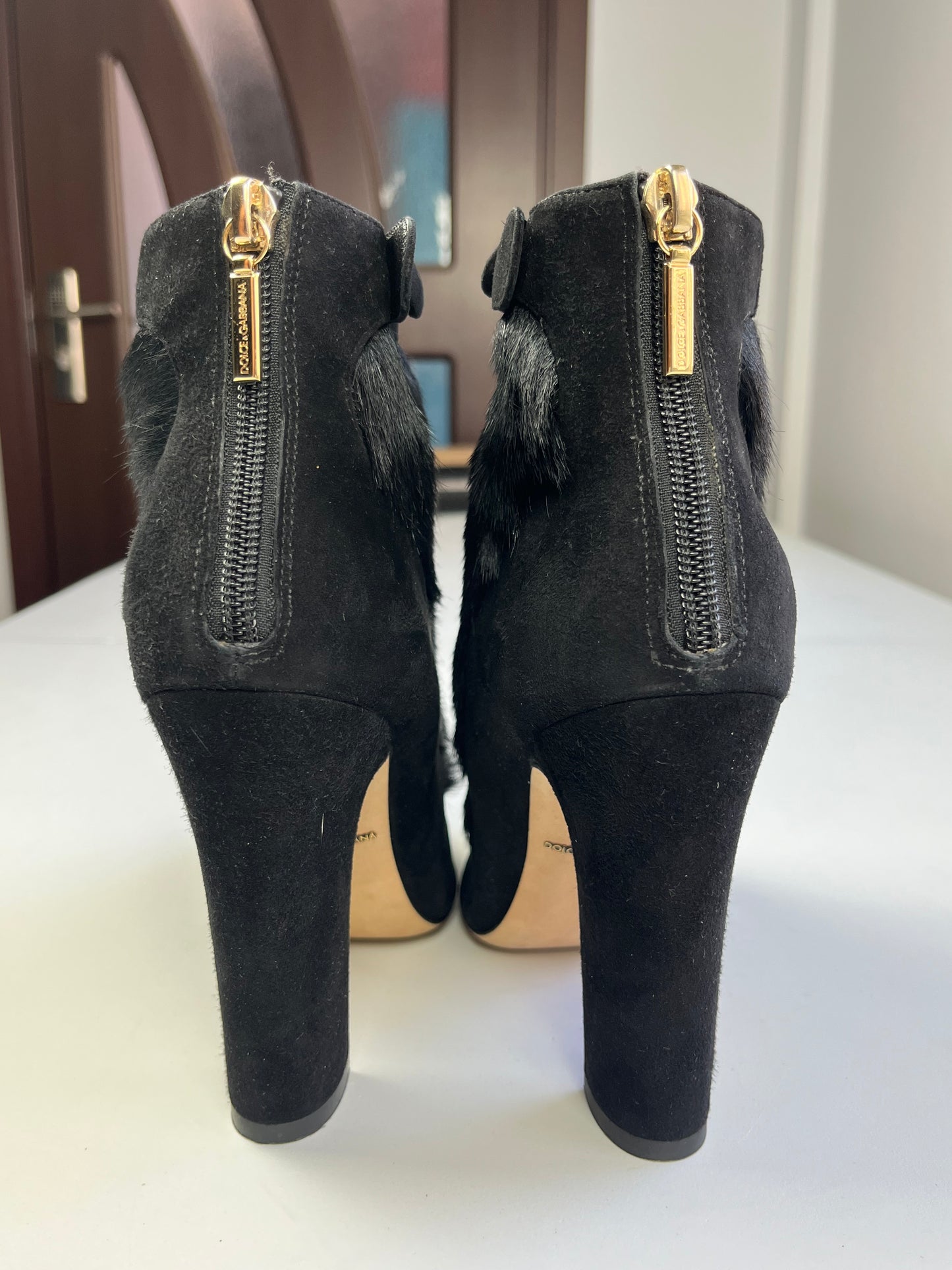 Dolce&Gabbana pony hair ankle boots - eu 39 - black