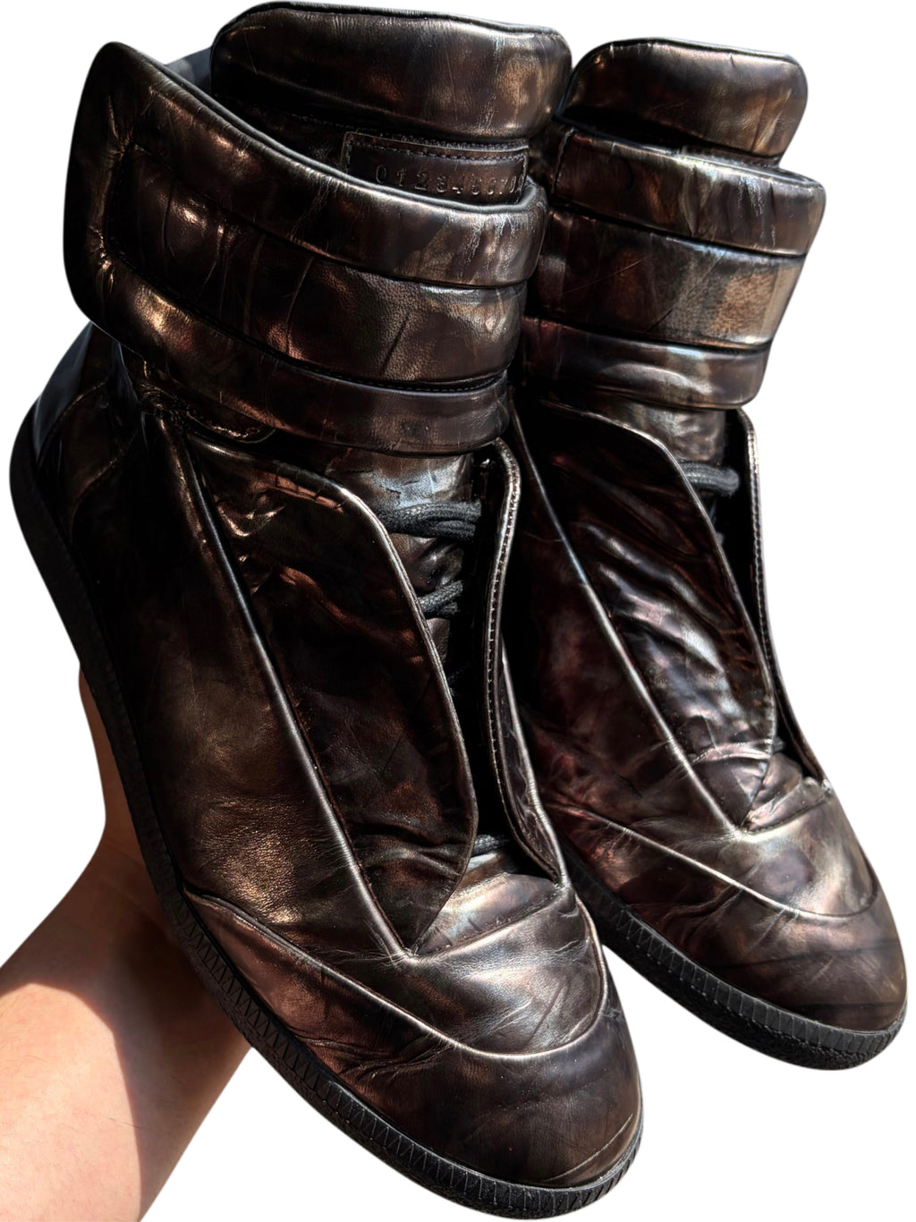 2016 Maison Margiela Future ‘Metallic Bronze’ high tops - eu 43 / us 10