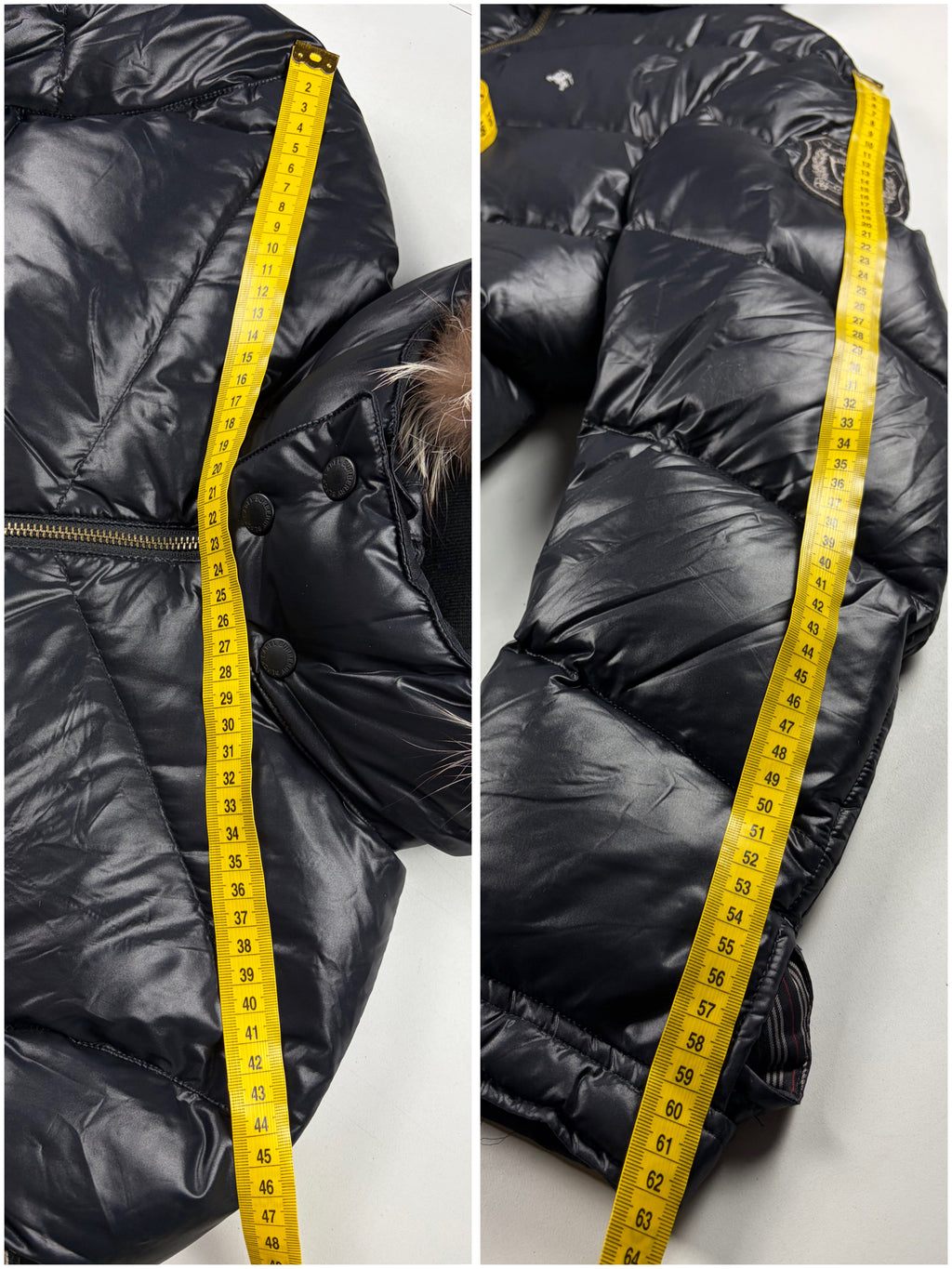 00’s BURBERRY Black Label 30th Anniversary real fur down jacket (S/M) - black