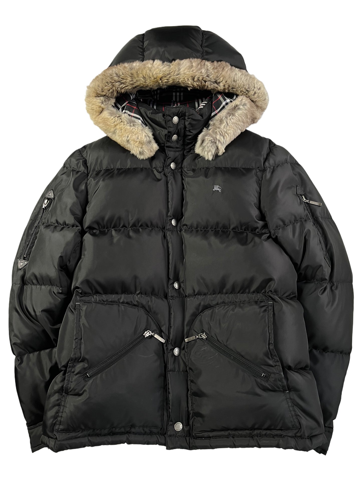 00’s BURBERRY made in Japan real fur down jacket (S/M) - black