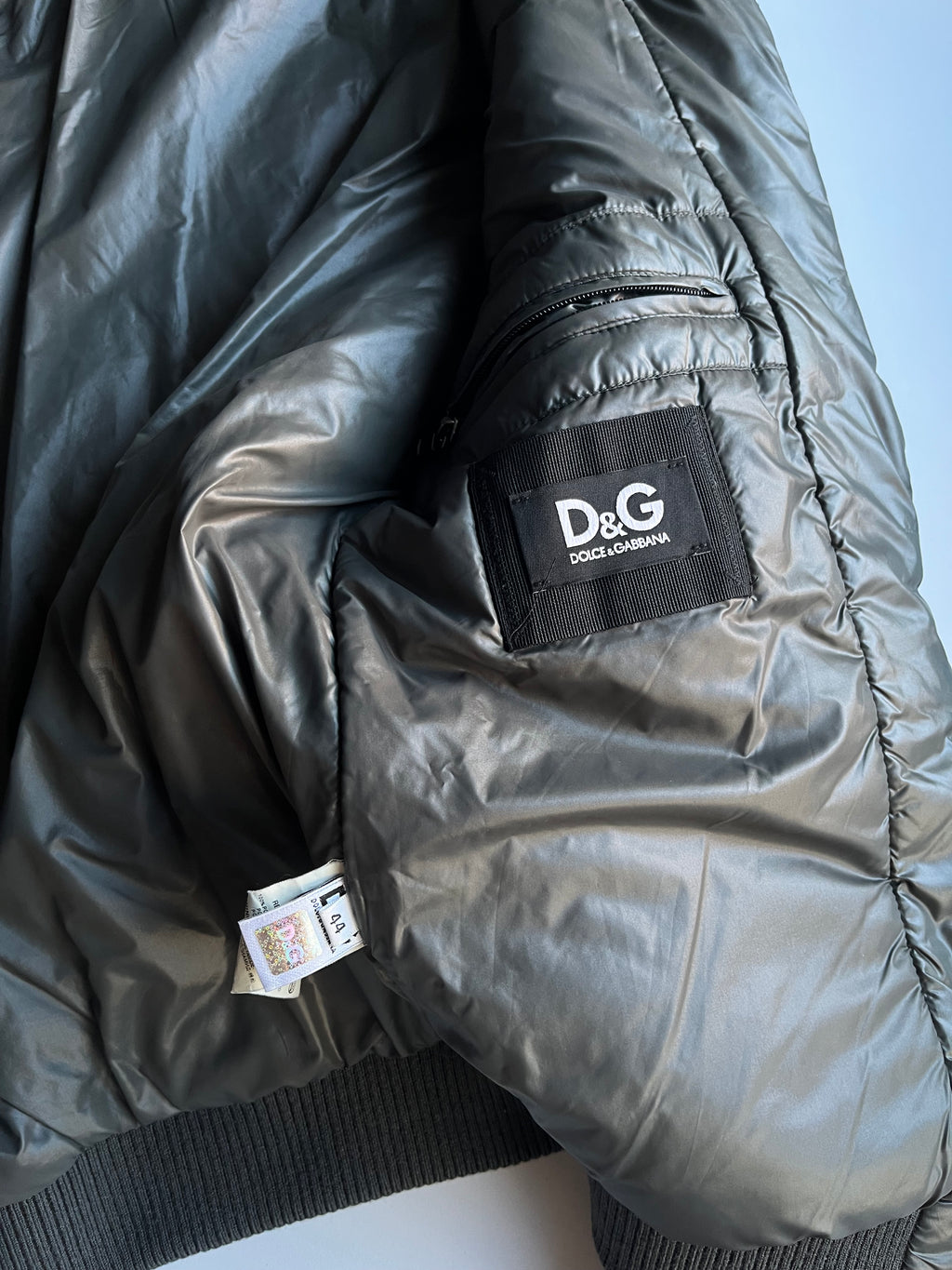 00’s Dolce & Gabbana Multi Zips Avant Garde Grey Astro Bomber Jacket (S/M) - dark grey