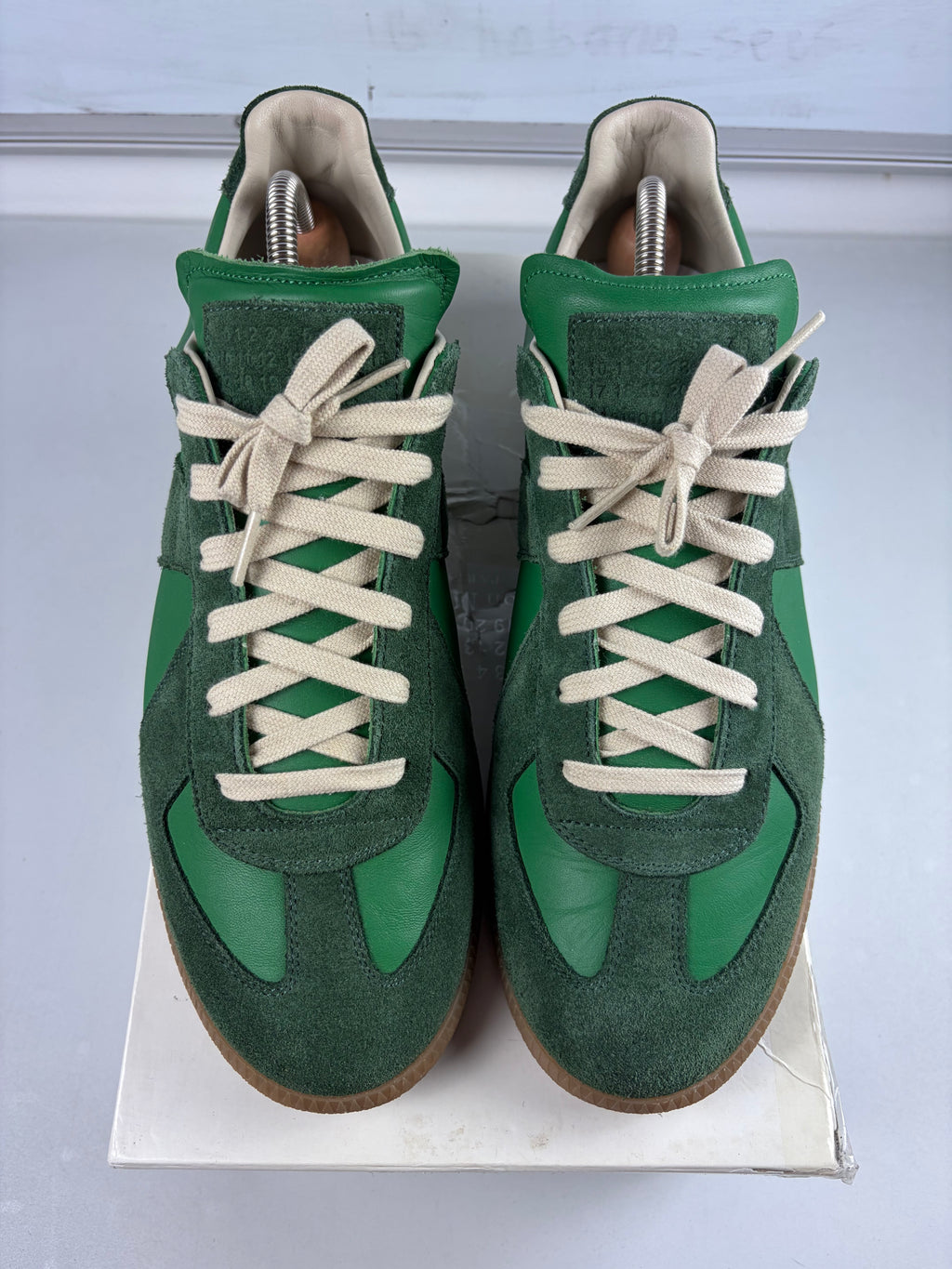 Maison Margiela low top suede & leather gats - eu 44 / us 11 - green
