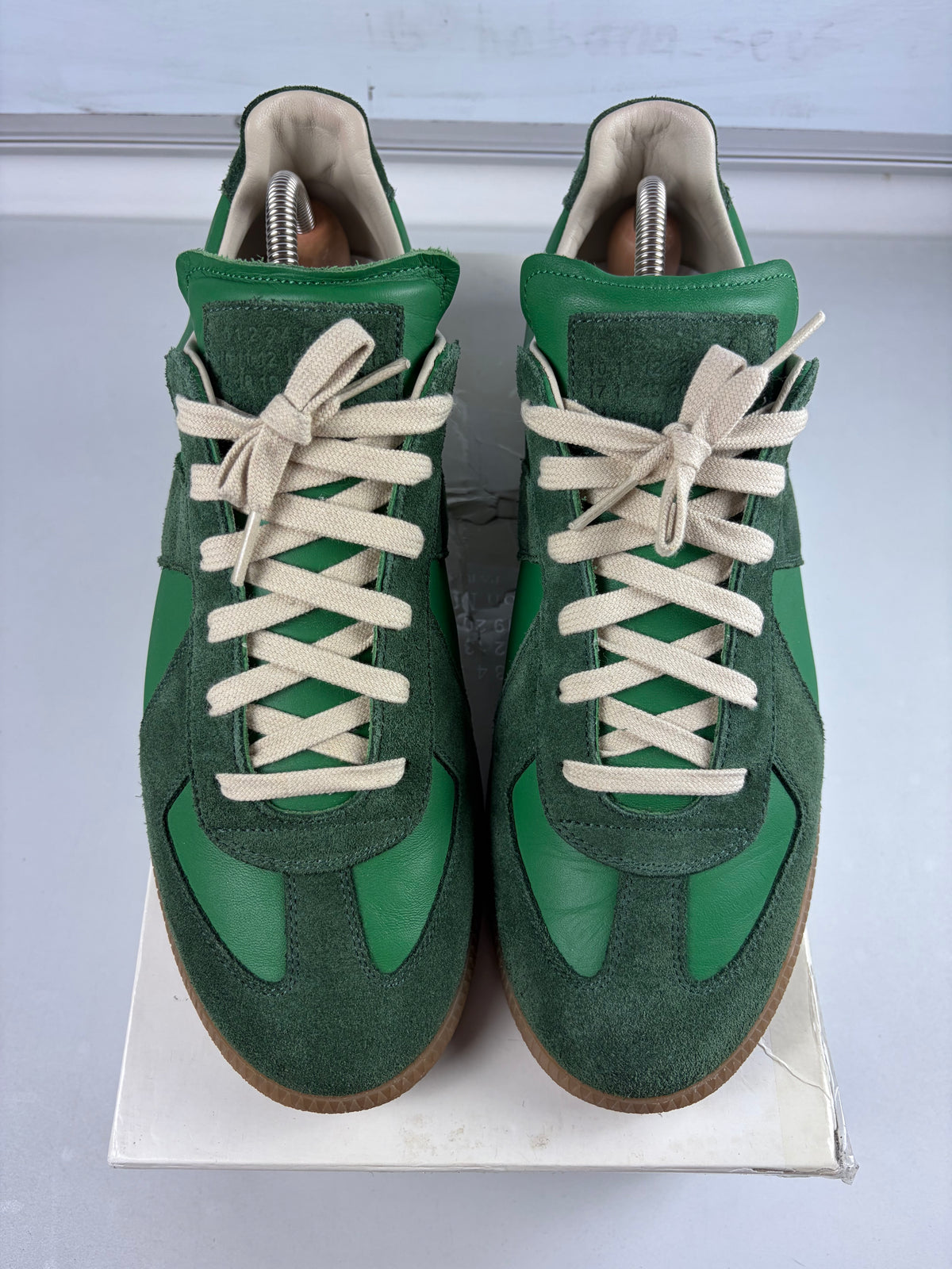 Maison Margiela low top suede & leather gats - eu 44 / us 11 - green